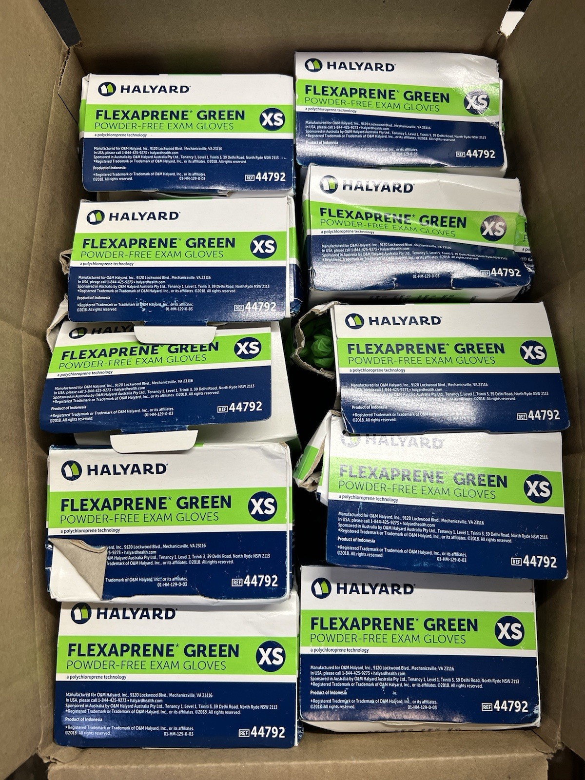 Halyard FLEXAPRENE* GREEN 44792 Exam Gloves Case of 2000 Gloves -See Description