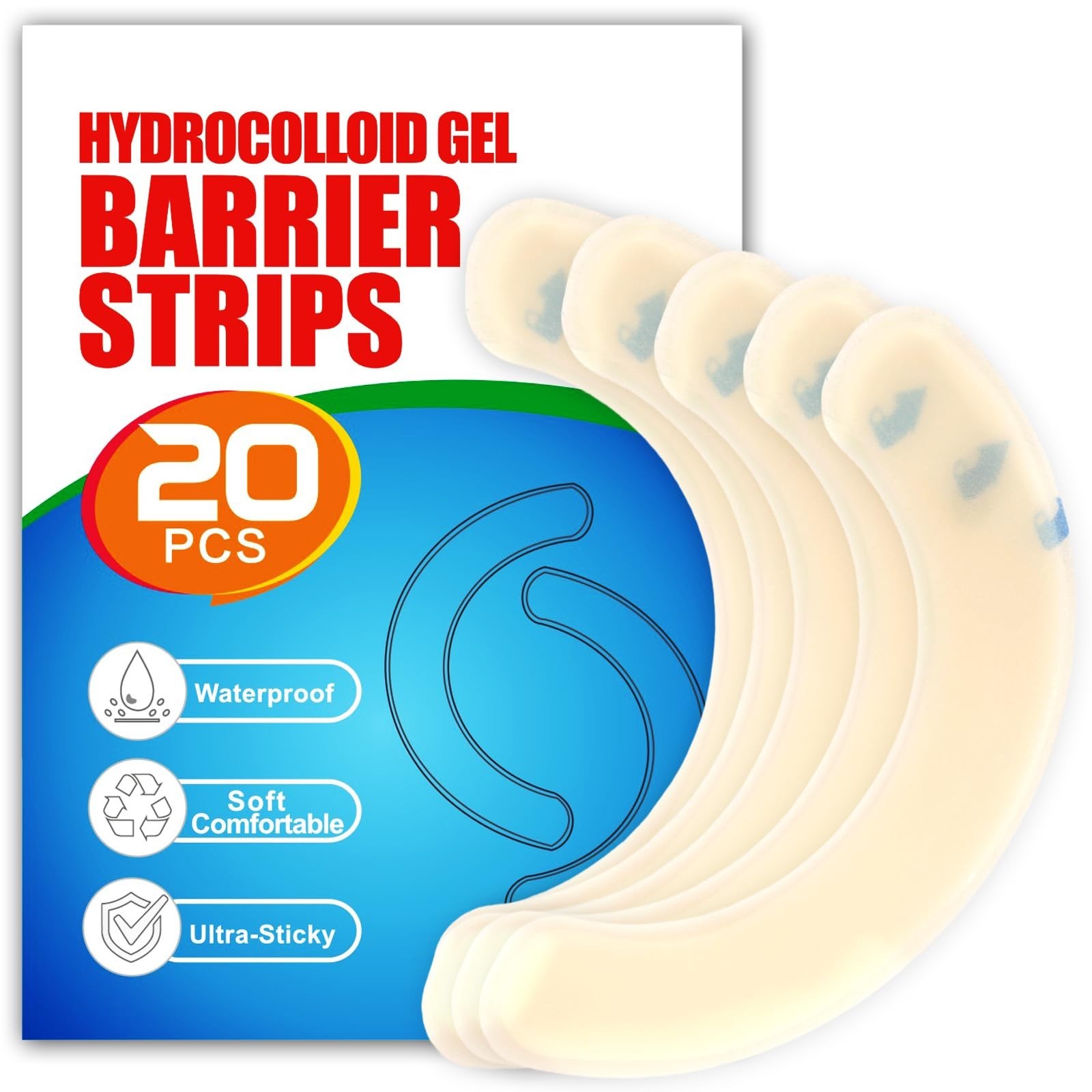 20 Pcs Ostomy Barrier Strips for Leak Protection – Hydrocolloid Sealing St