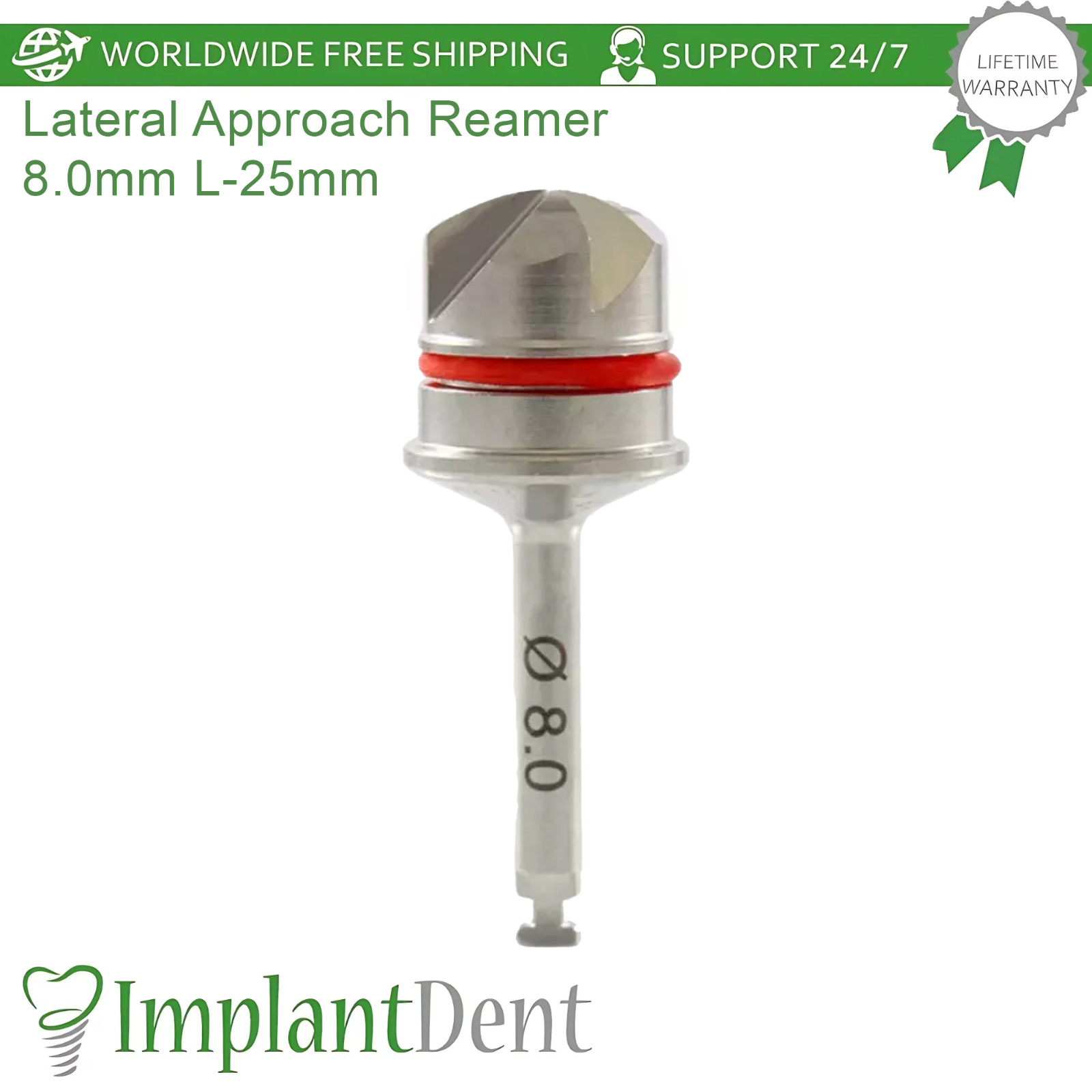 Dental Lateral Approach Reamer 8.0mm L-25mm Stainless Steel Dentistry Tool
