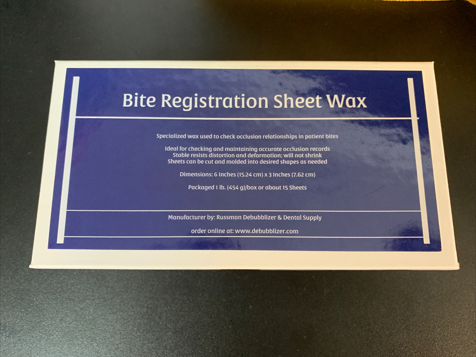 Dental Lab Bite Registration Wax Sheets Blue 6″X3″ Laminated Double Layer 15/Box