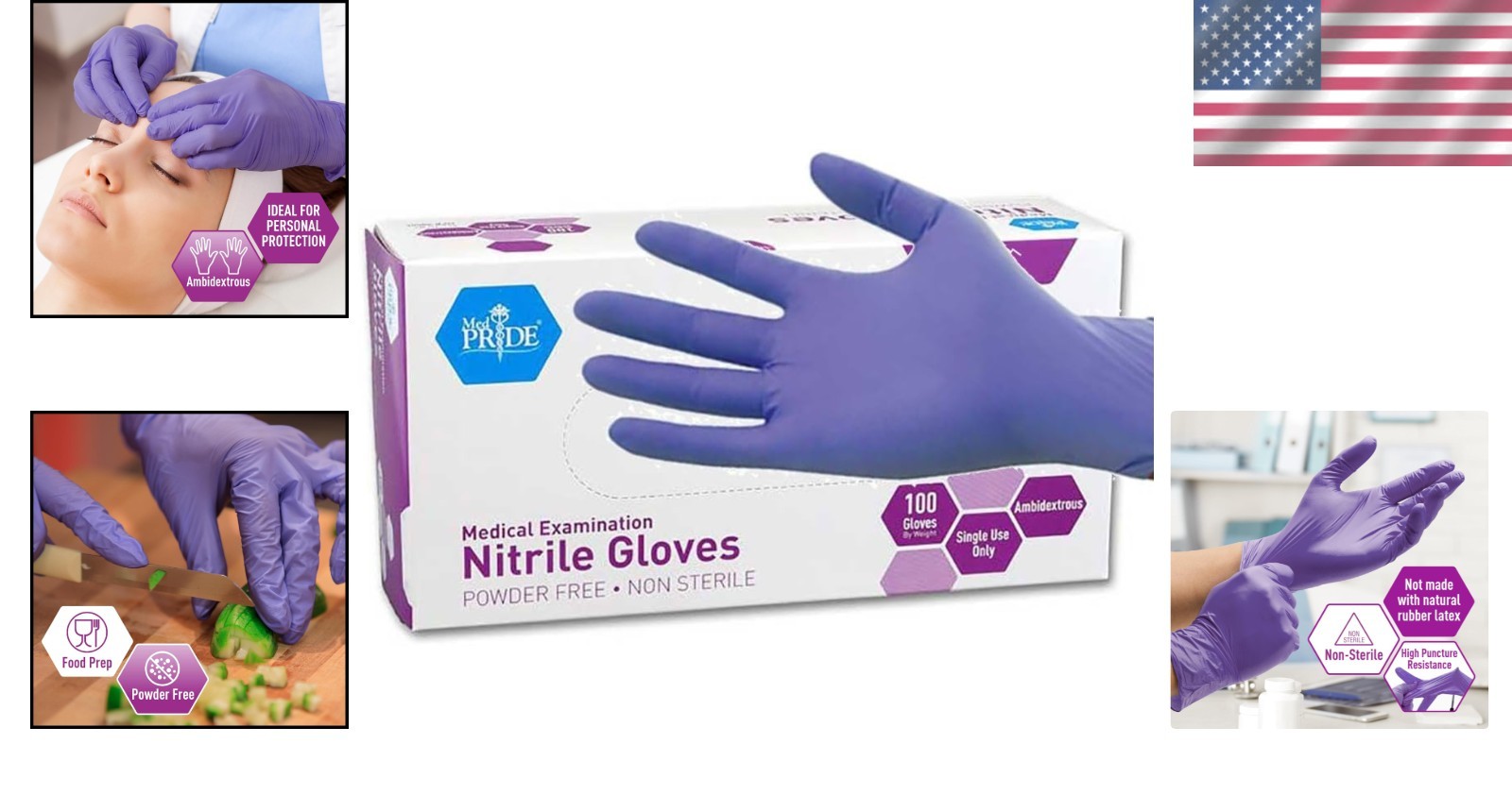 Disposable Iris Blue Nitrile Gloves for Professionals – 100 Pack Medium Size