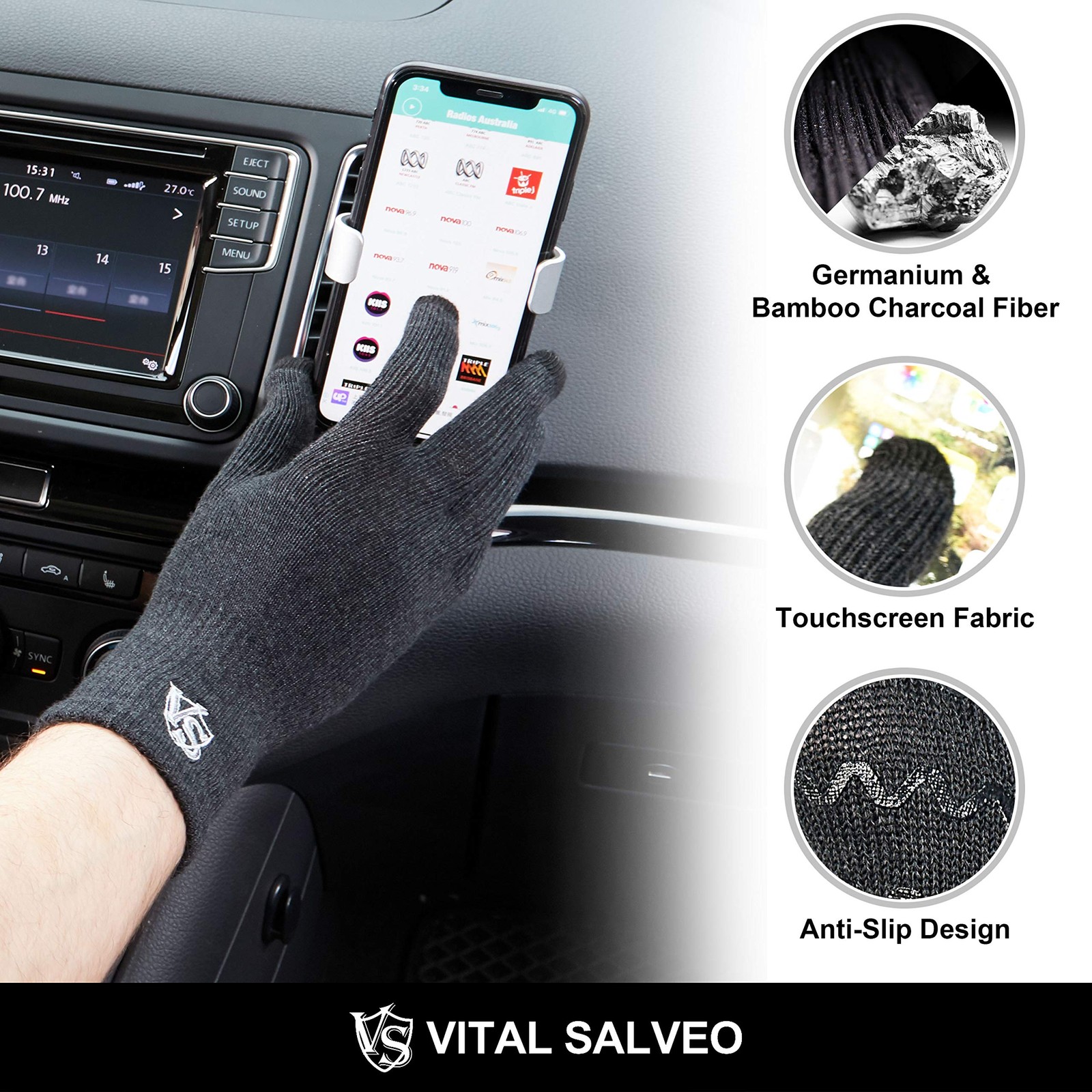 Vs Vital Salveo Vital Salveo Full Finger Touchscreen Arthritis Gloves Nonslip