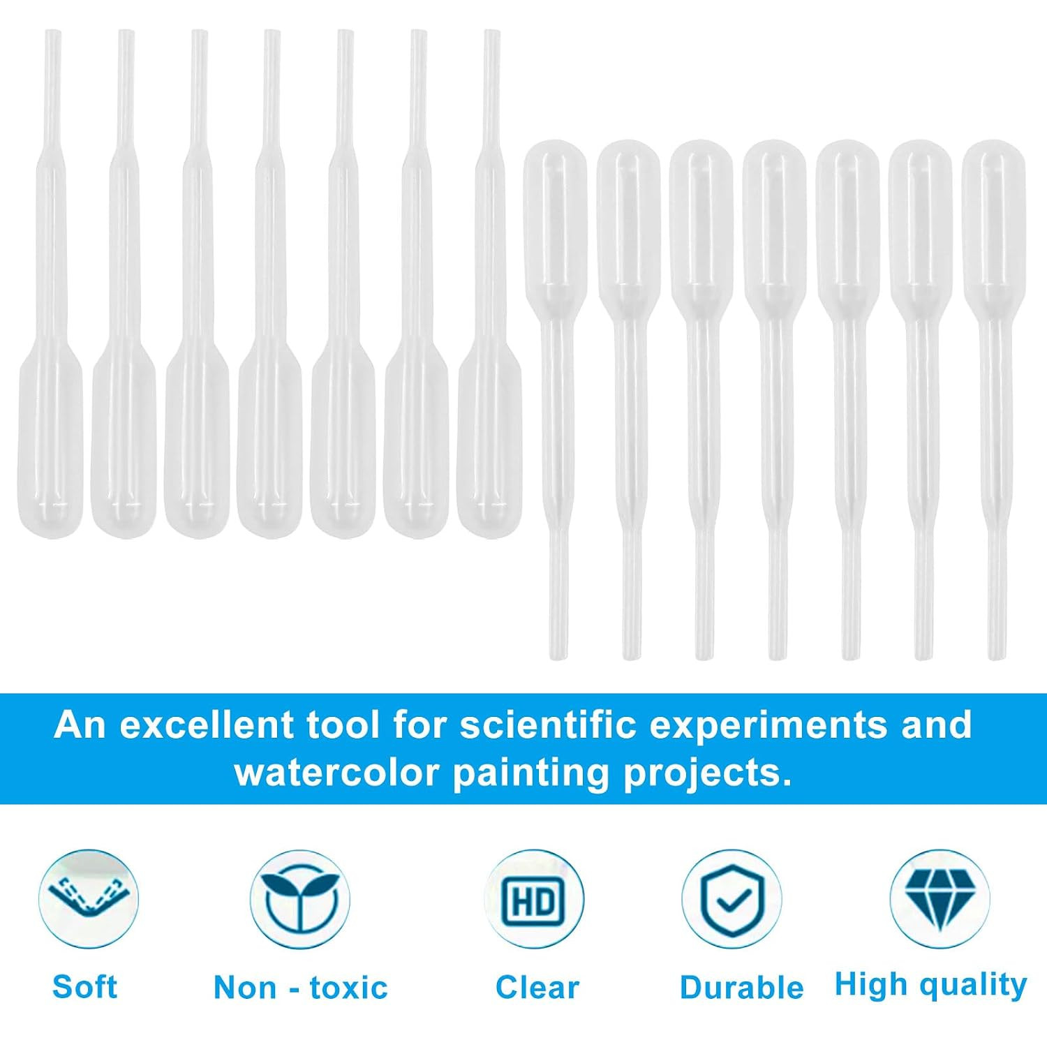 200 Pieces 0.2 Ml Disposable Graduated Transfer Pipettes, Clear Plastic Eye