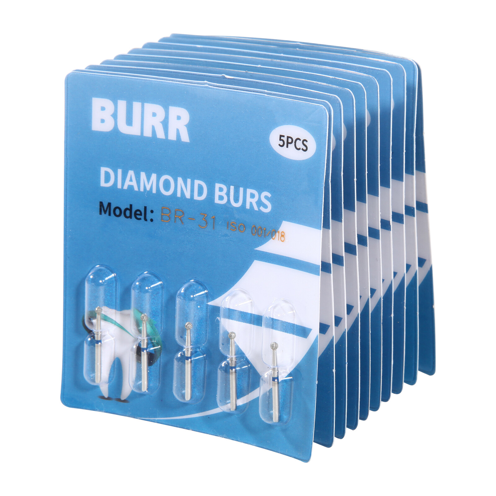 100pcs Dental Diamond Burs For High Speed Handpiece Friction Grip 1.6mm