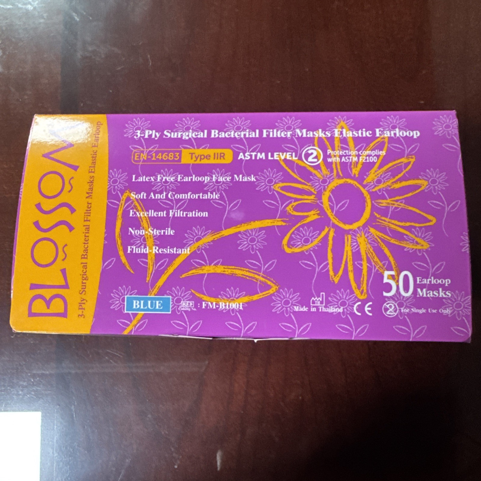 Blossom® Level 2 Earloop Surgical Face Mask 3-ply Bacterial Filter