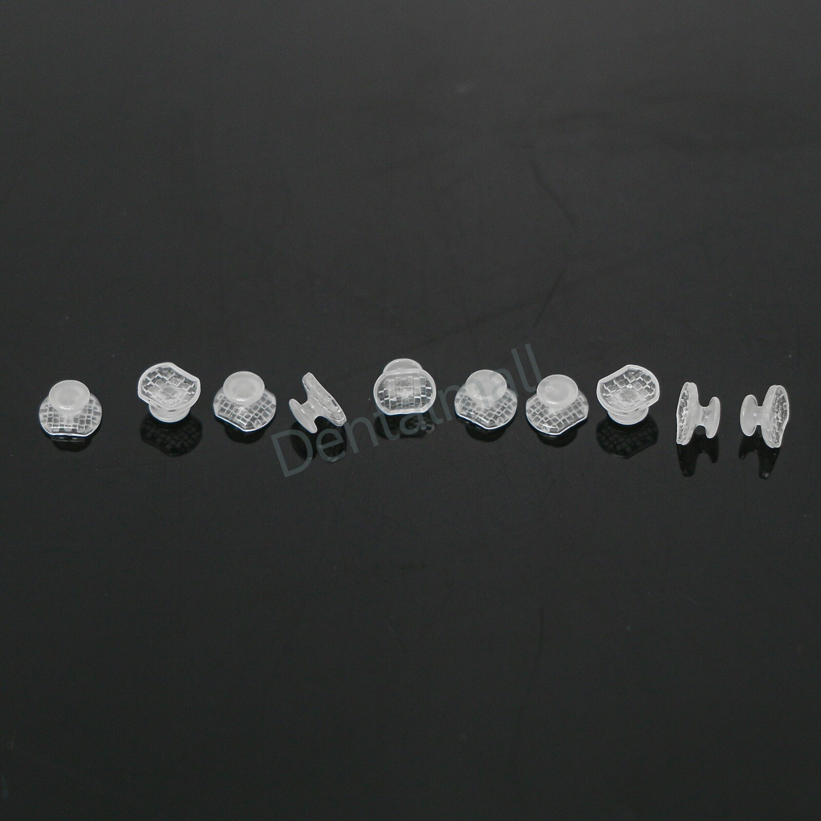 Dental Orthodontic Bondable Clear Ceramic Lingual Button Round Rectangular Base