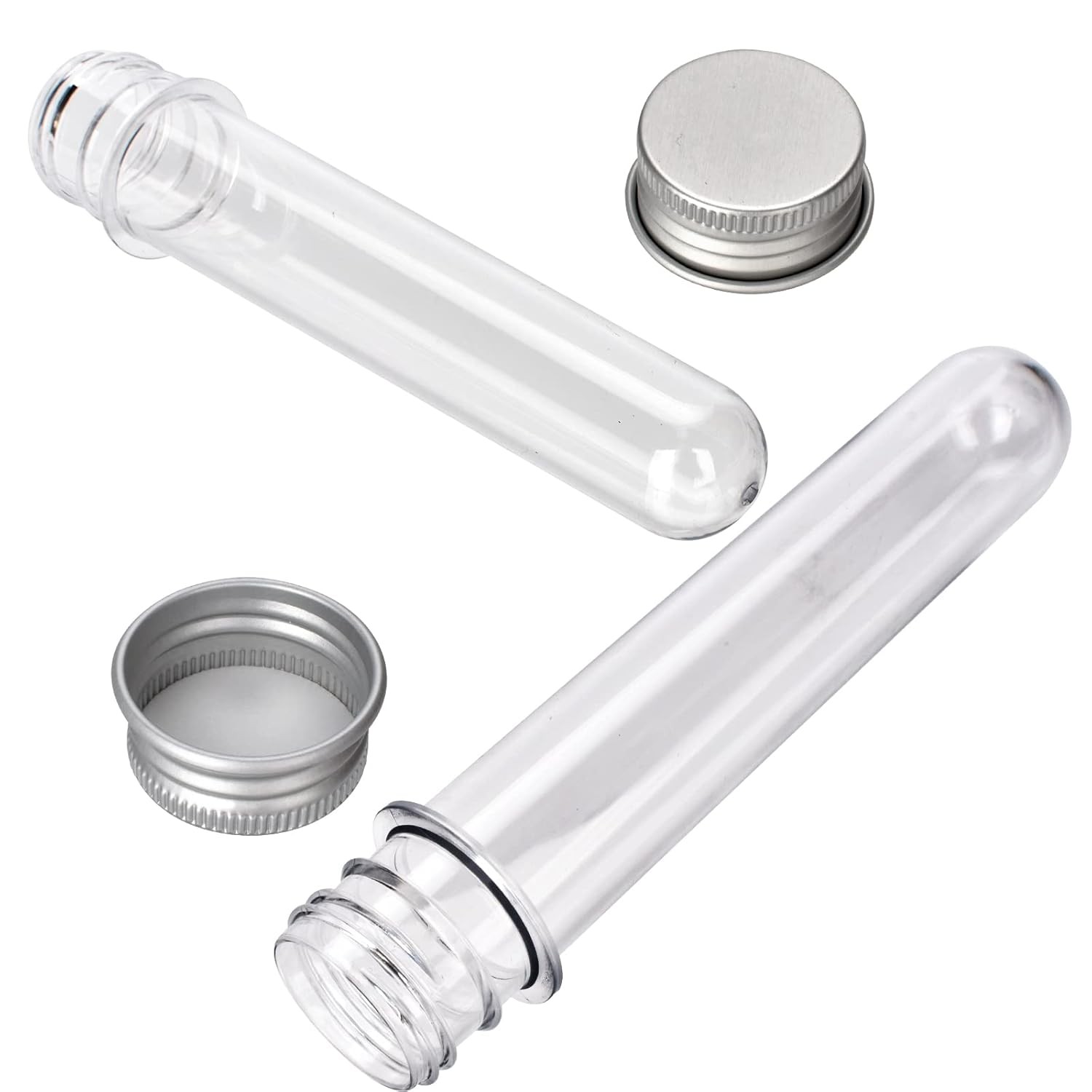6PCS Plastic Test Tubes with Screw Caps 45ml Clear Tubes for Scientific Experime