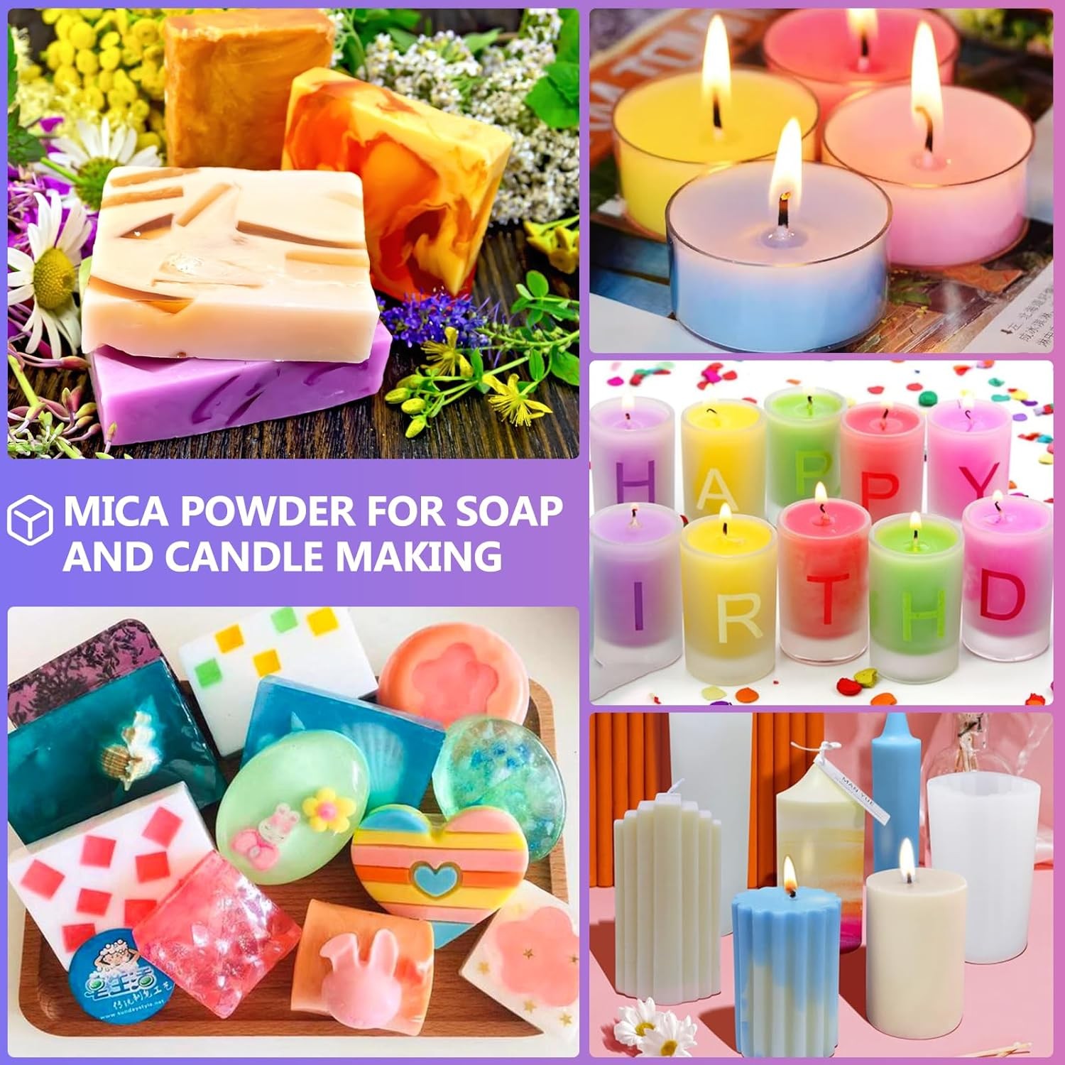 Mica Powder – 144 Colors – 10g/Bottle of Natural Pigment for 144Colors*10g