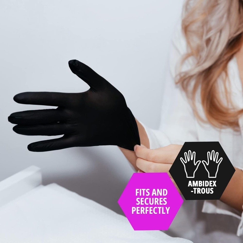 Disposable Black Nitrile Gloves Medium 100 Count Powder Free 4 Mil Thick Latex