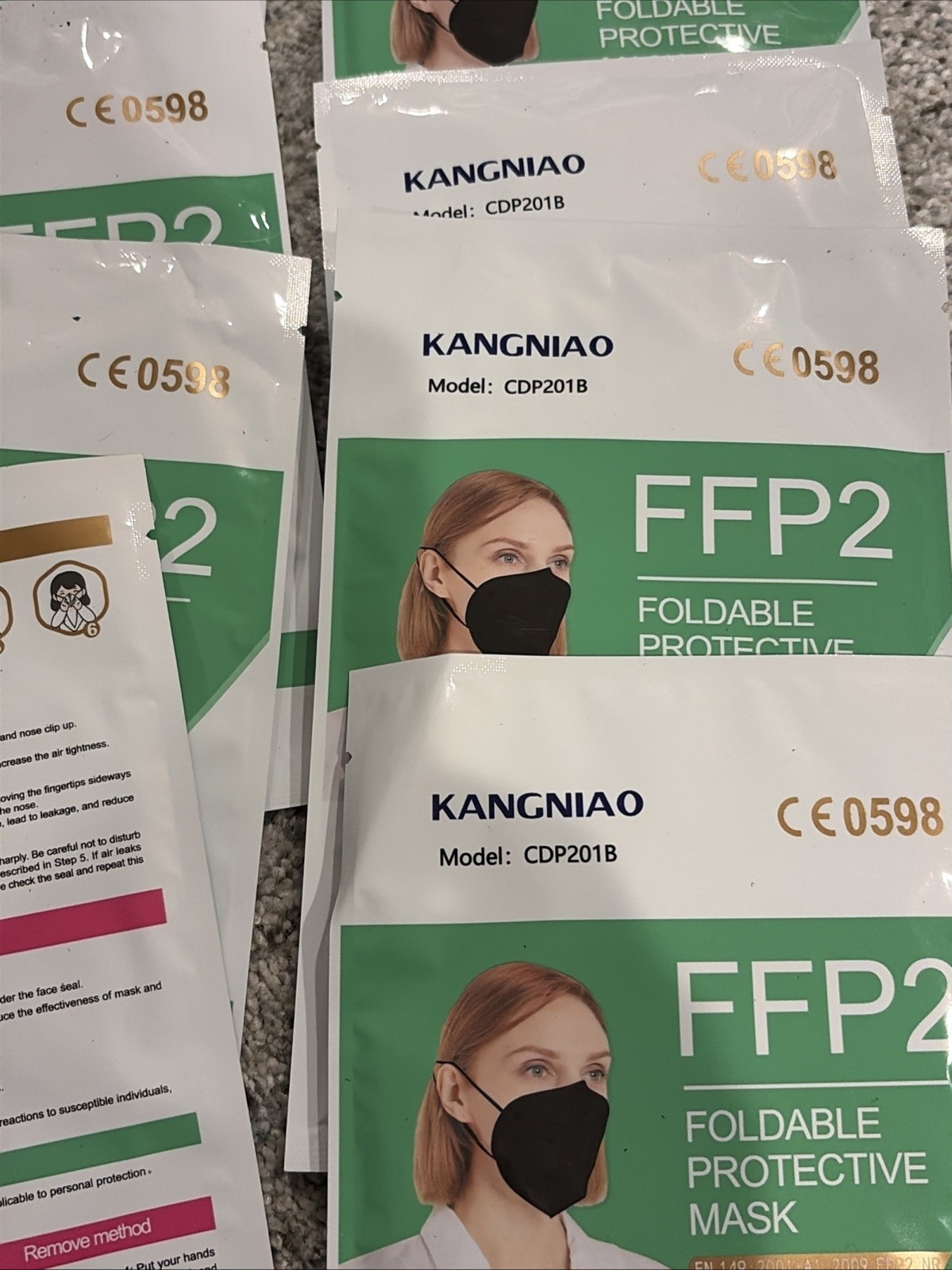 Personal Protective Face Mask Ear Loop Individually Packaged Lot of 13 Black NEW