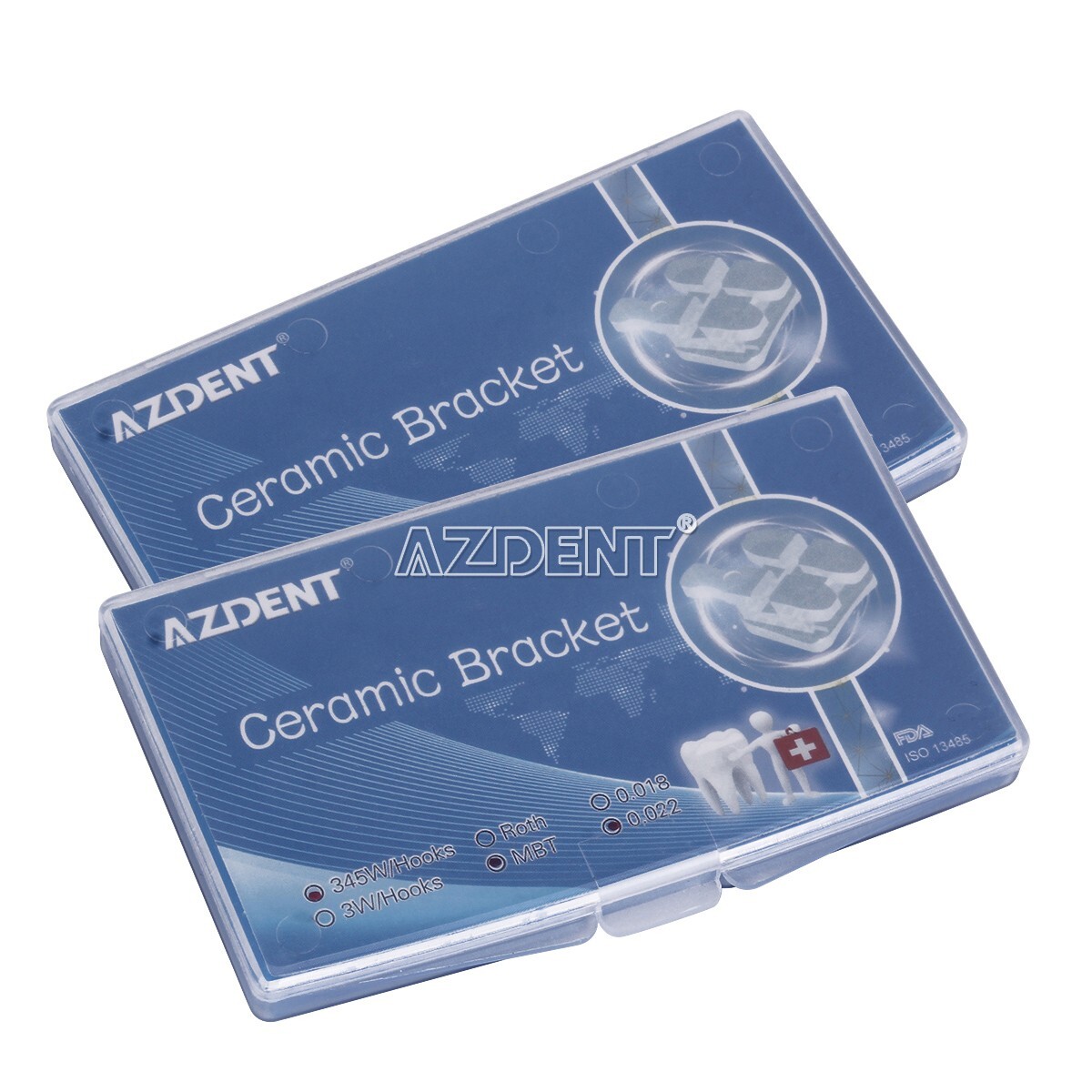 AZDENT Dental Ceramic Brackets Orthodontic Braces Roth.022 345 Hooks 20pcs /kit