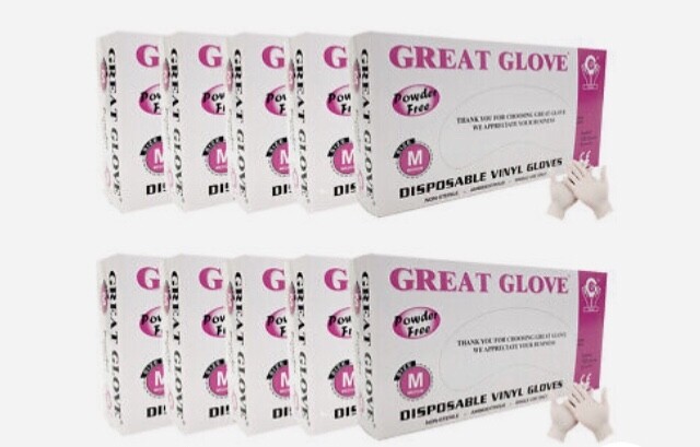 Great Glove 100 Piece Disposable Vinyl Gloves, Powder Free, Size XL