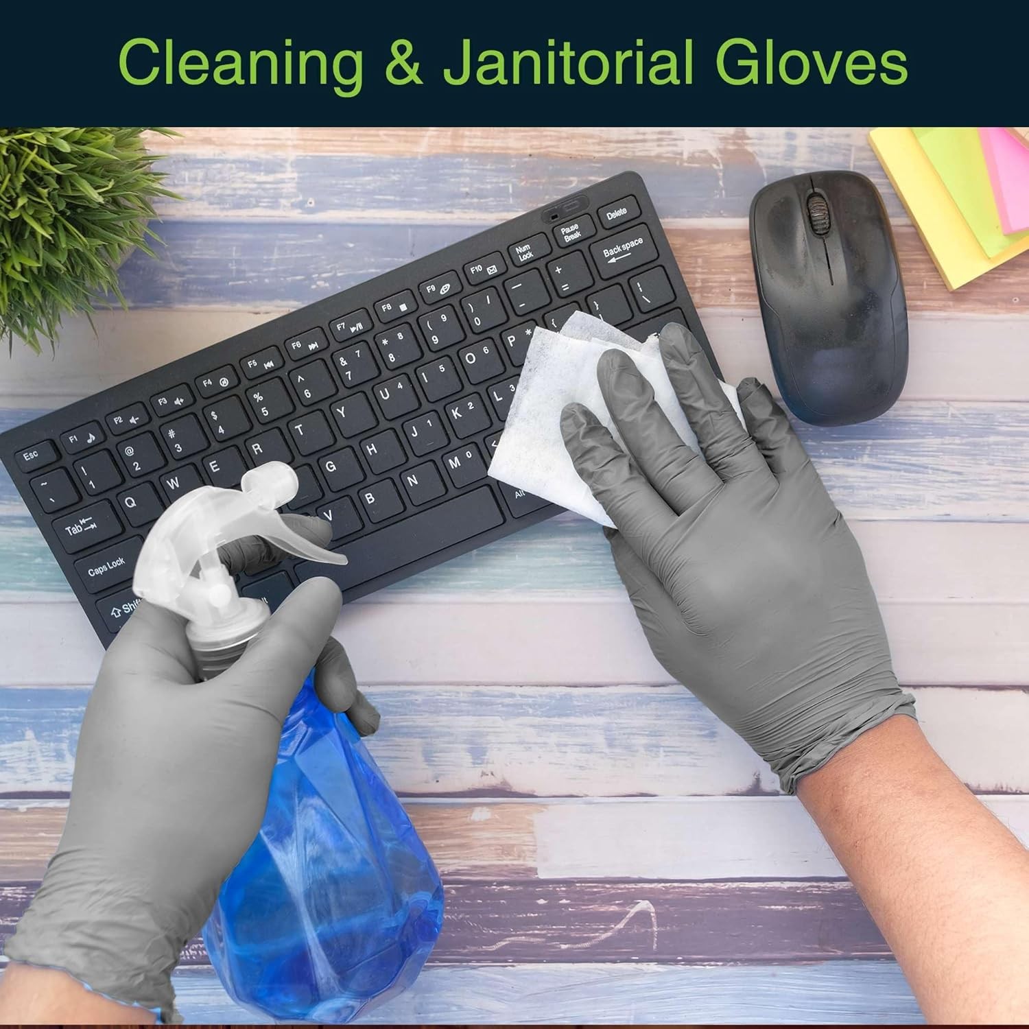 FifthPulse Cool Gray Nitrile Disposable Gloves – Latex Free food Safe Cleaning