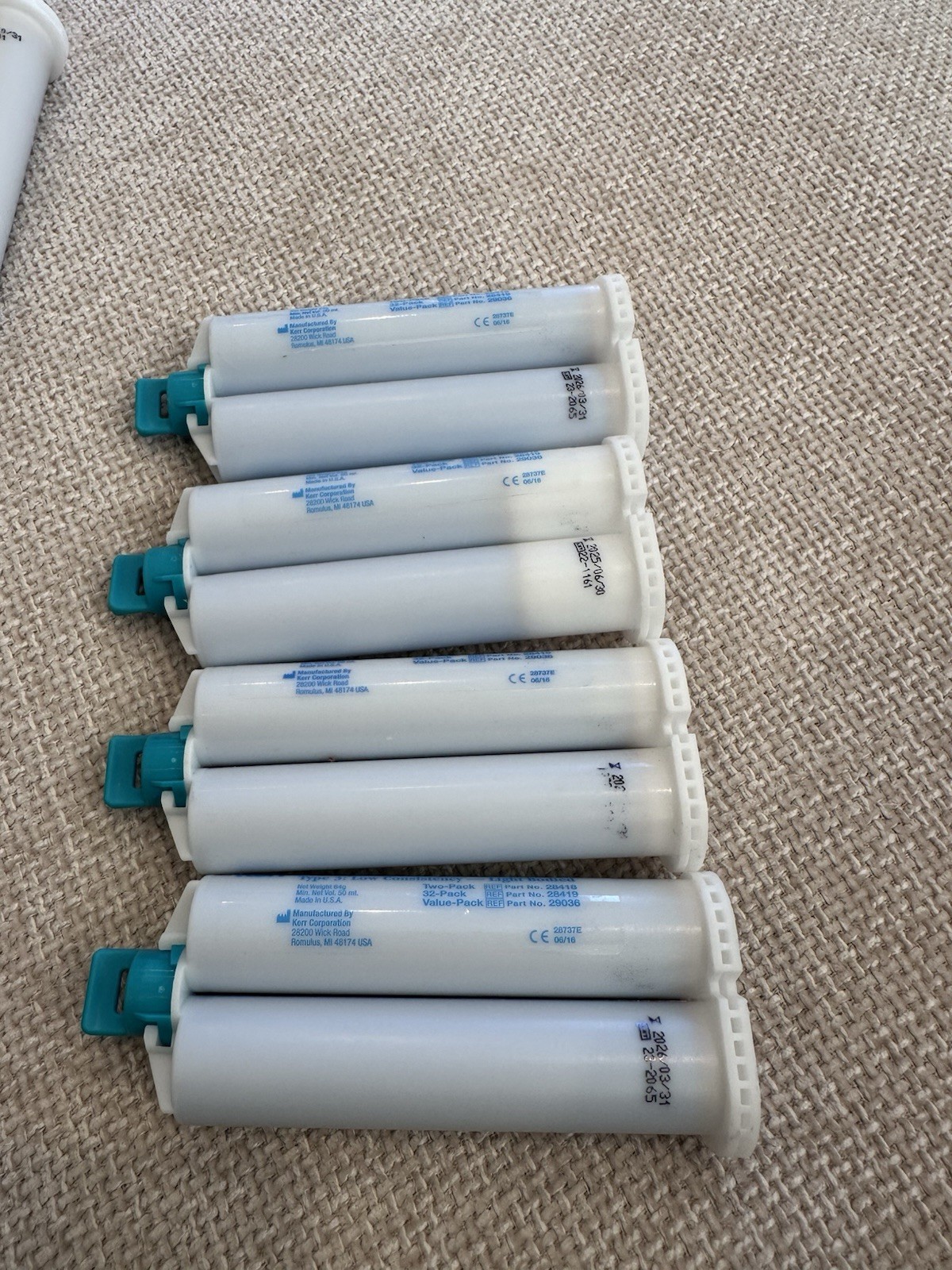 Kerr Extrude PVS Light Body Impression Material Lot of 4