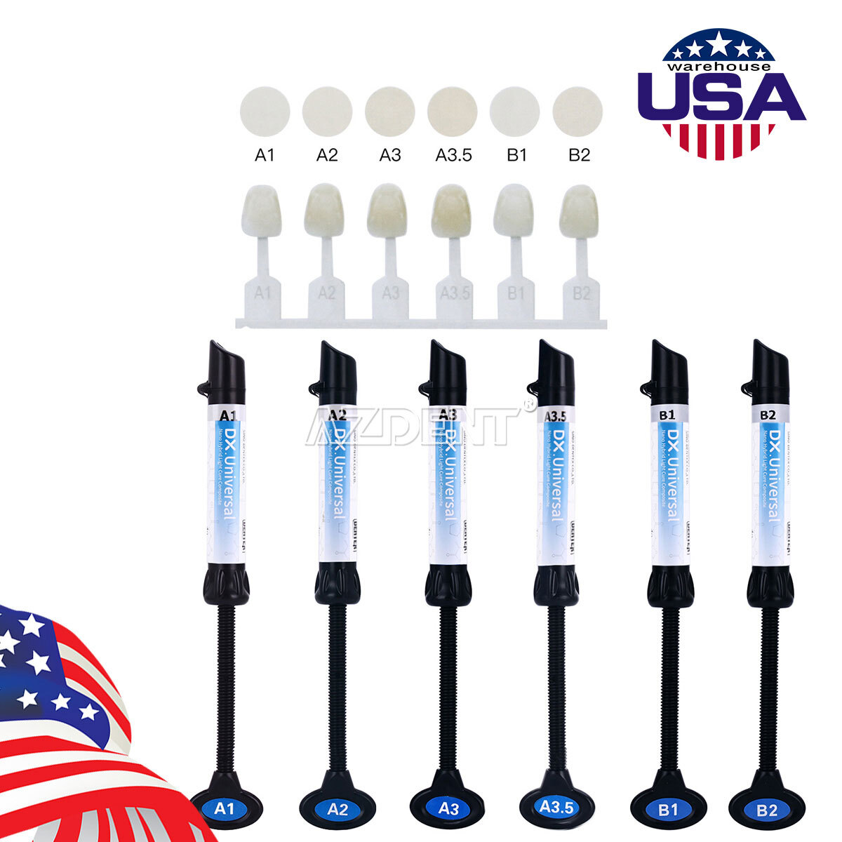 DENTEX Universal Dental Light Cure Composite Resin Shade A1 A2 A3 A3.5 Syringe