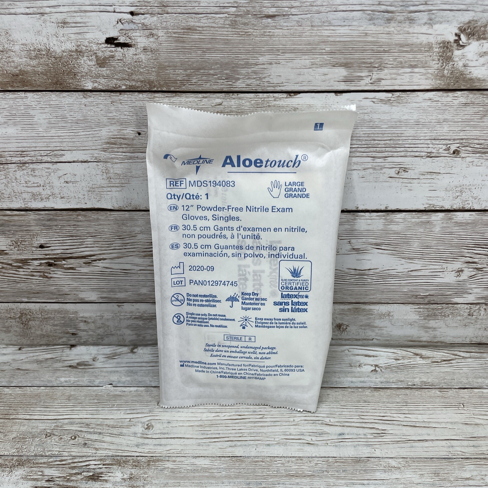 49 Singles MEDLINE Aloetouch 12” Nitrile Exam Gloves Sterile Size: LARGE