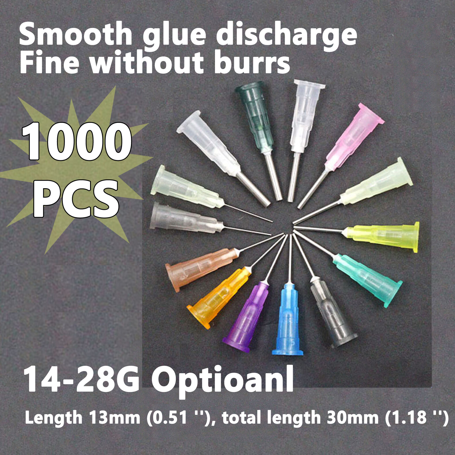 1000Pack 14-28G Precision Dispensing Needle Blunt Tip Oil Glue Ink Liquid Refill