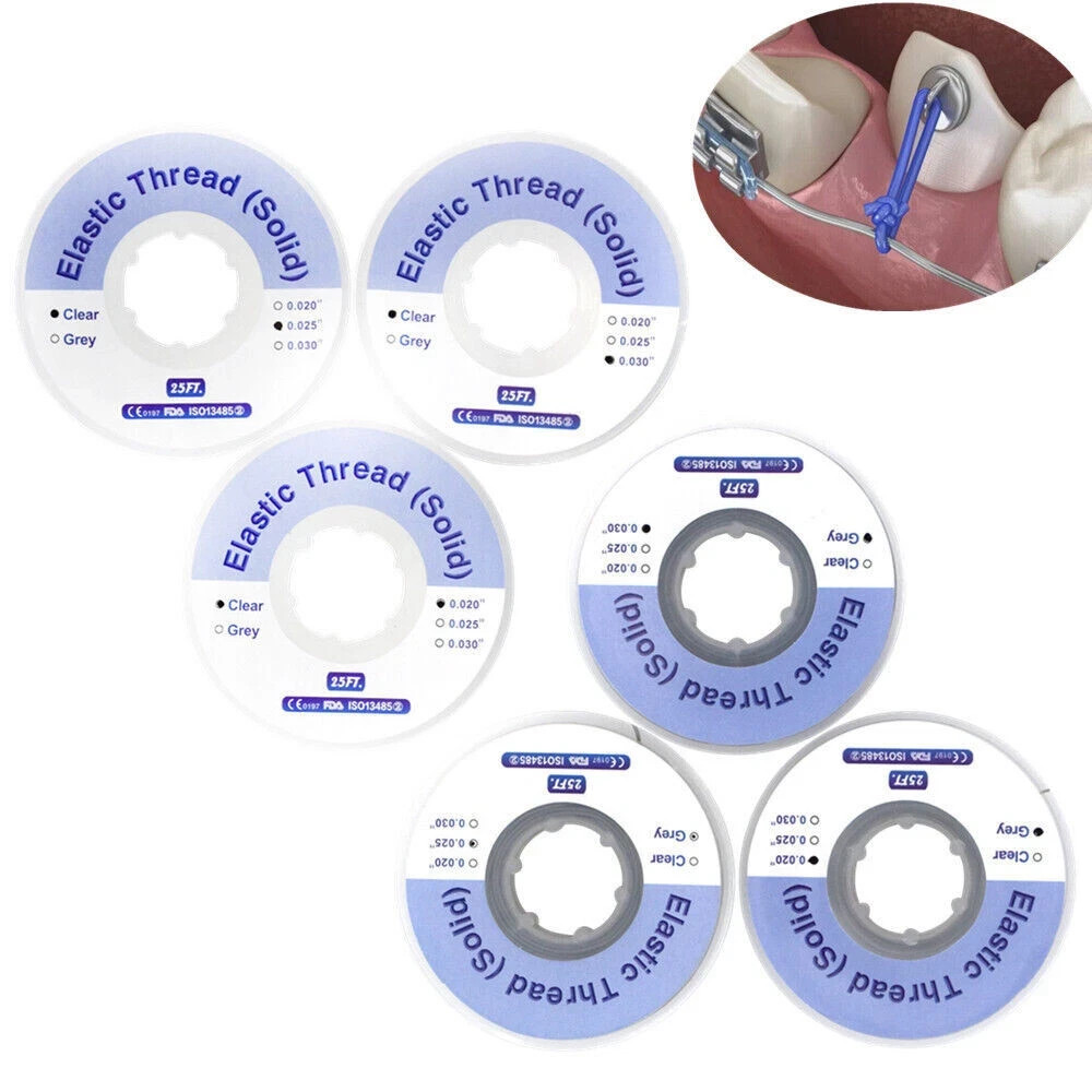 Dental Elastics Orthodontic Grey/Transparent Soft Materials Power Solid Thread