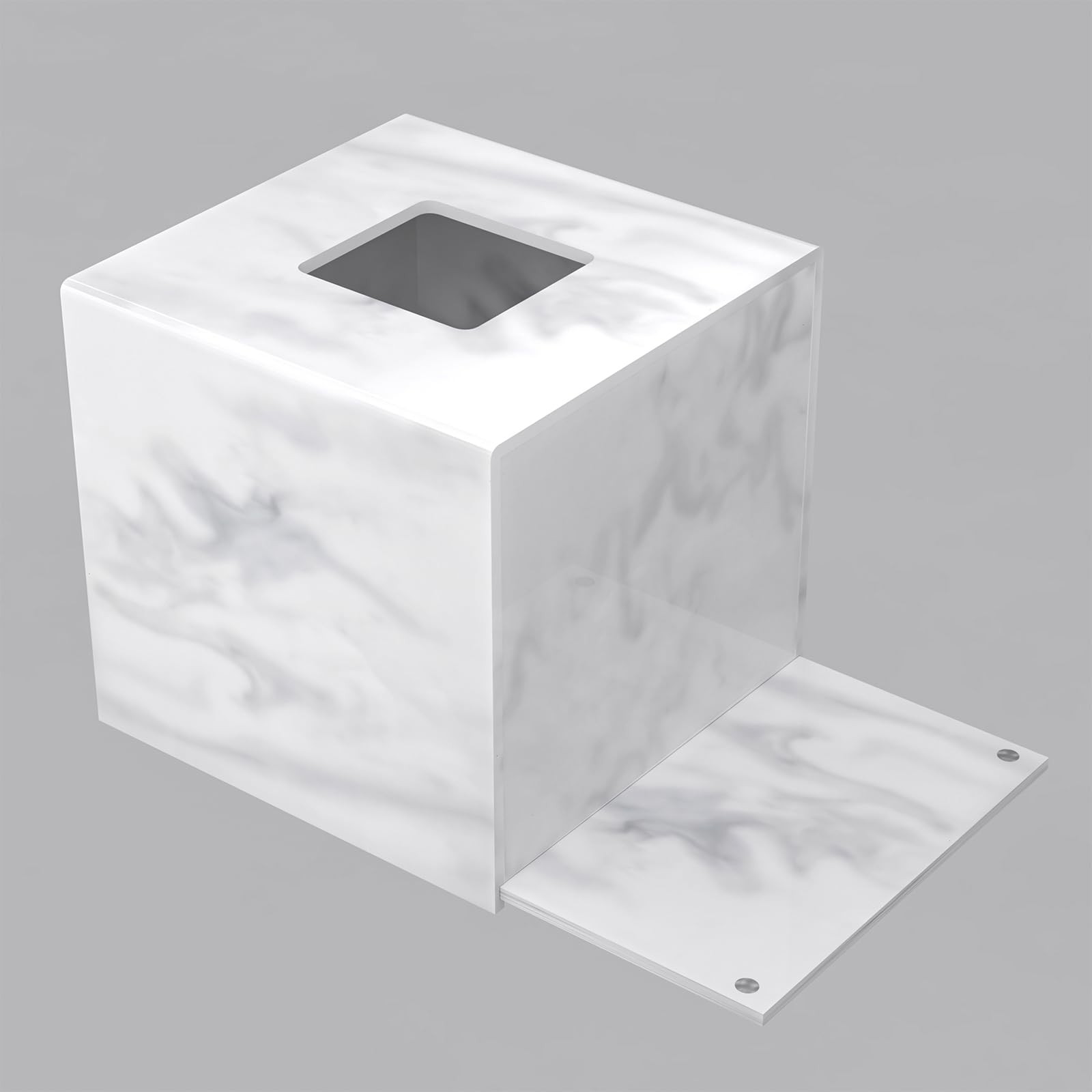 Pitbvo Tissue Cover Square Acrylic Cube Tissue Holder White Marble Facial