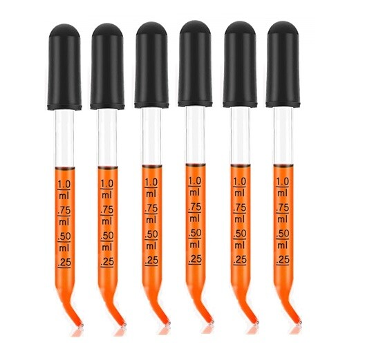 Medicine Art Essential Oils Eye Dropper Graduated 4″ Curved Tip 1ml (6 Pack)