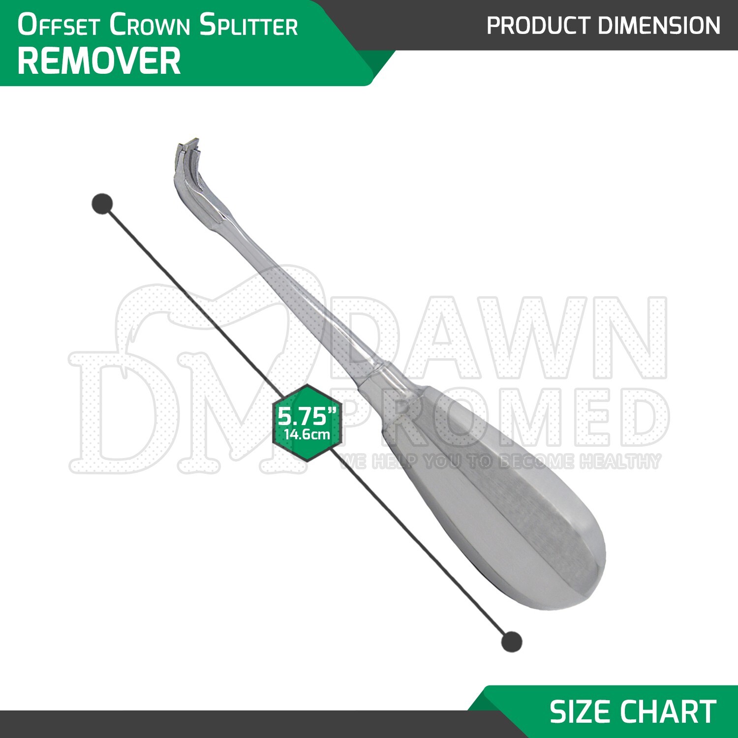Offset Crown Splitter Remover 5.75″ Posterior Elevator Handle Dental Instrument