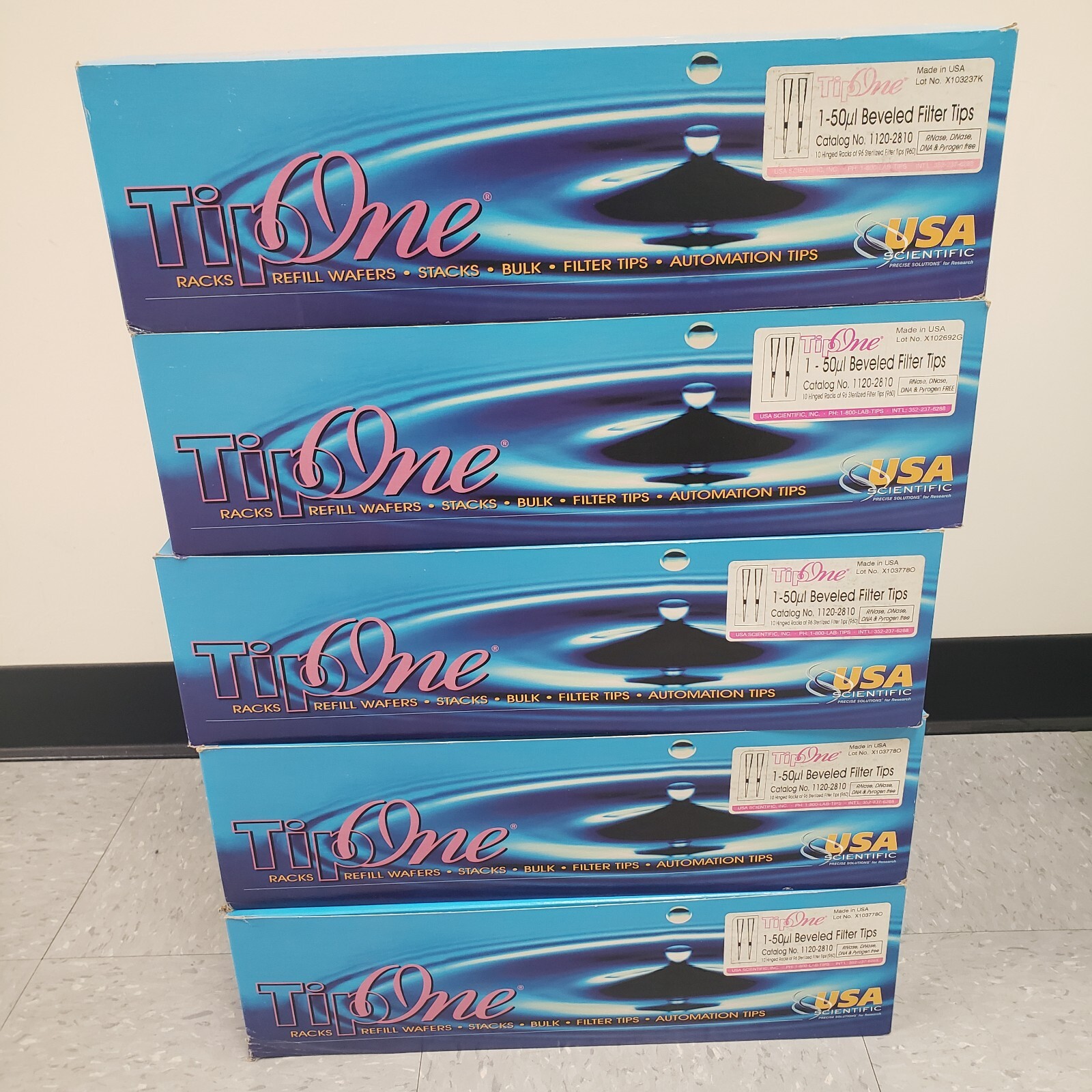 USA Scientific 1120-2810 TIPONE® FILTER TIPS 50ul beveled 10 racks of 96 OLD LOT