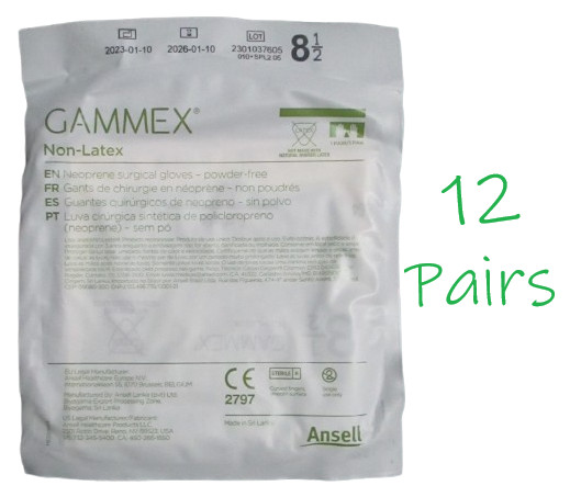 12 – Gammex Sterile Non-Latex Neoprene Powder-Free Surgical Gloves Sz 8.5