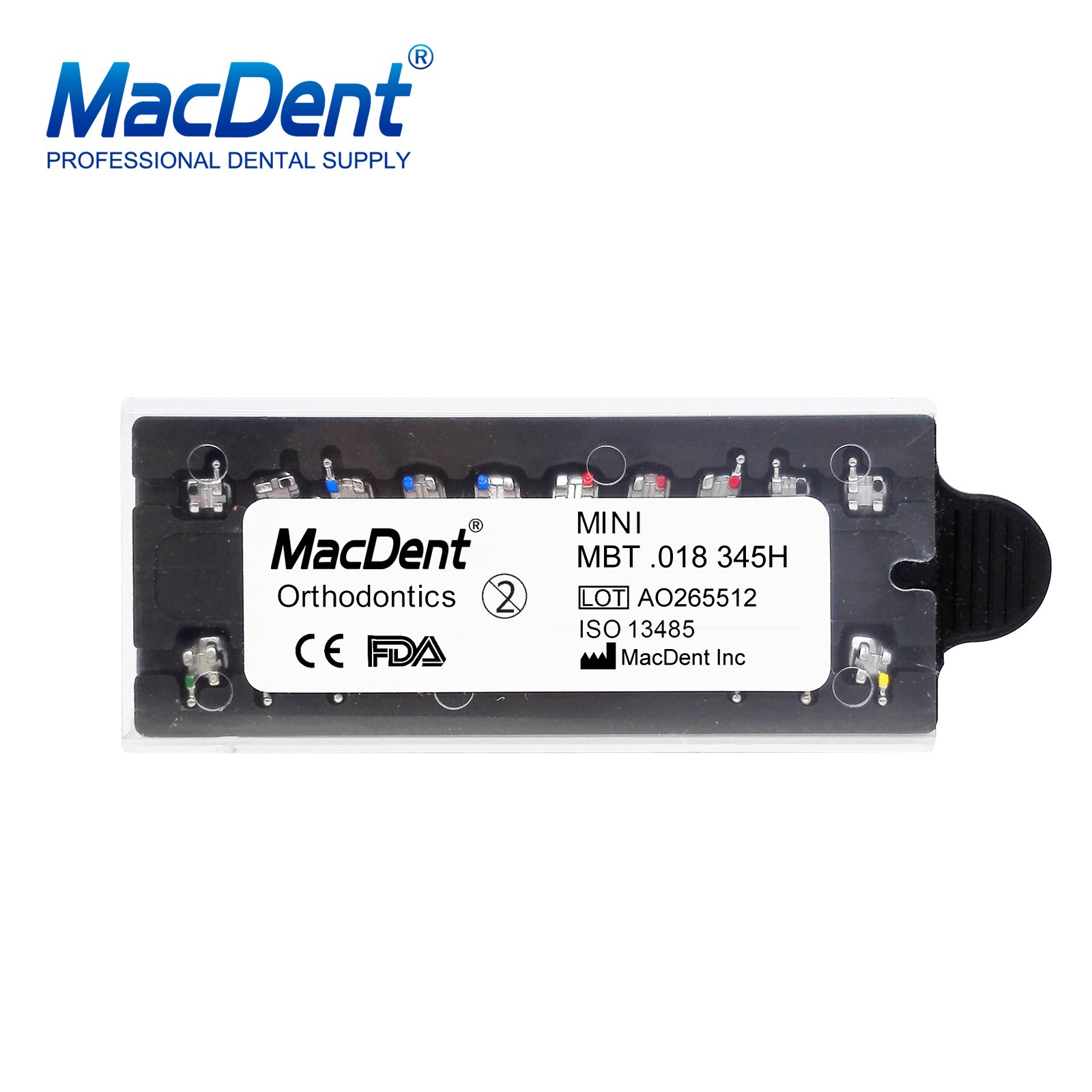 MacDent Dental Orthodontic Metal Brackets Monoblock MIM MBT/ROTH 022/018 345H