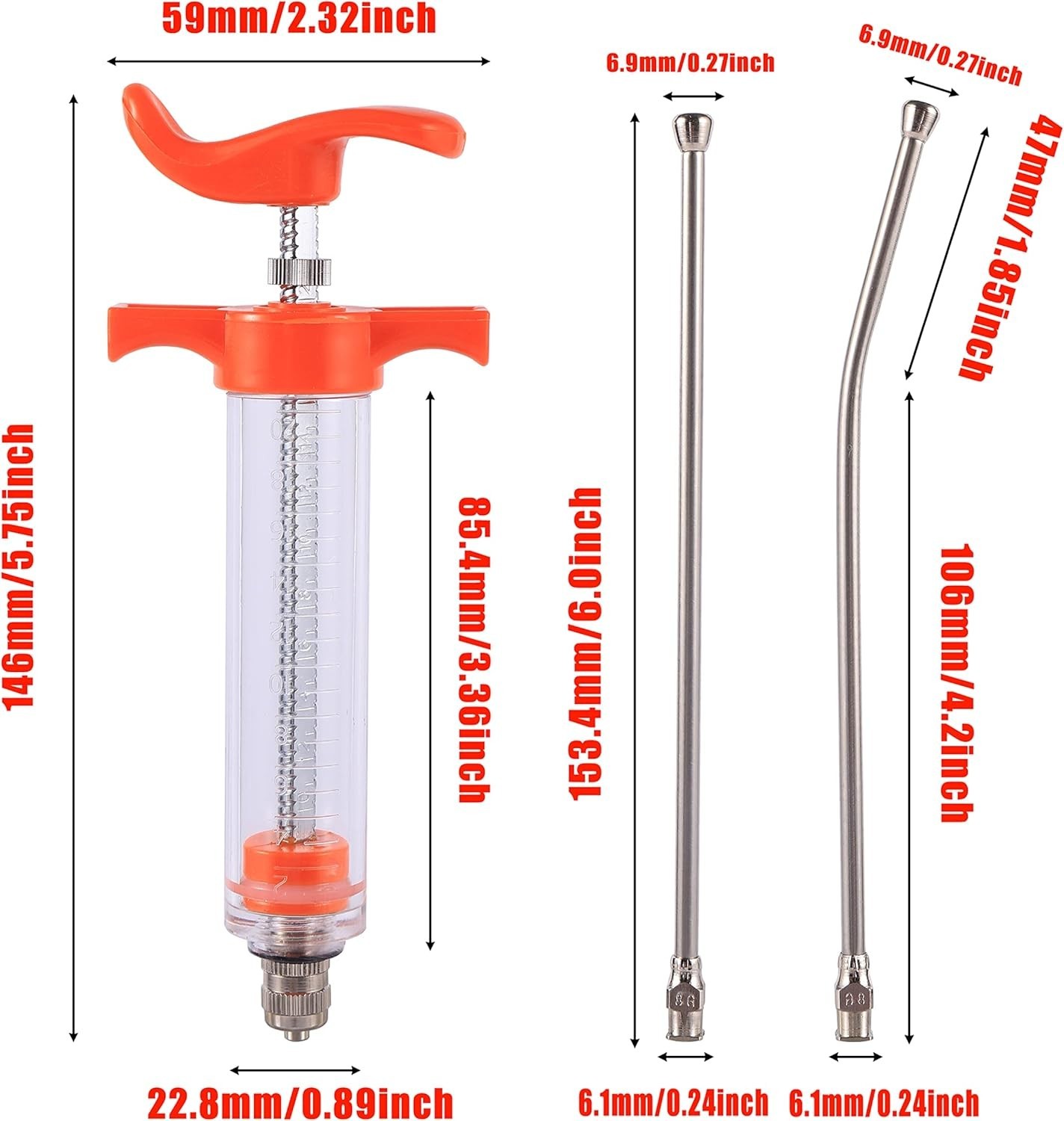20ml Veterinary Drenching Syringe – Adjustable Dosage with 2 Nozzles for All …