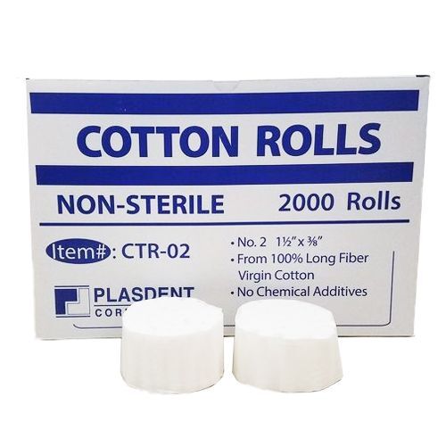 Plasdent 1.5″ x 3/8″ #2 Cotton Rolls, 2000/Bx. Non-Sterile, No Lint