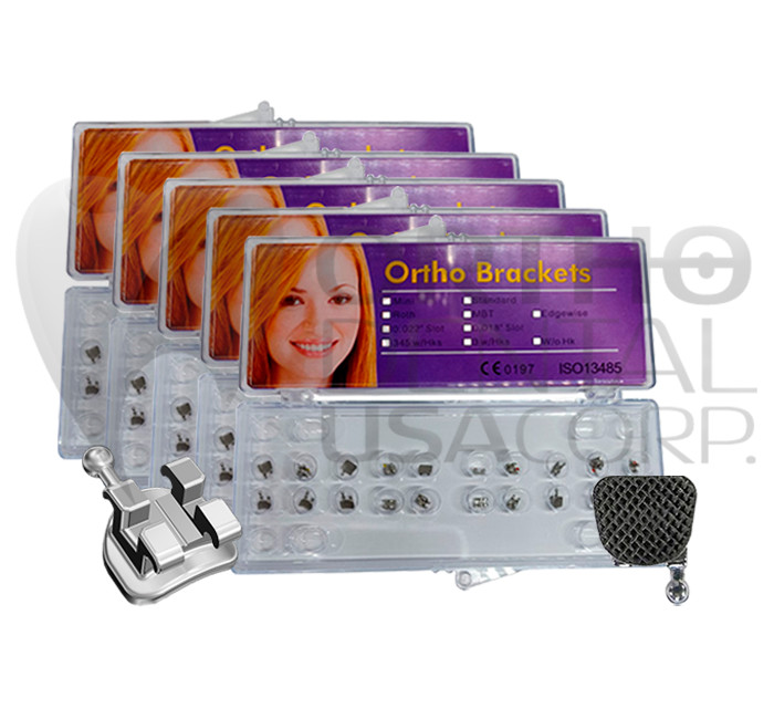 Set x 5/10 cases of Brackets MIM Monoblock MESH hook 3,4,5 Orthodentalusa Corp