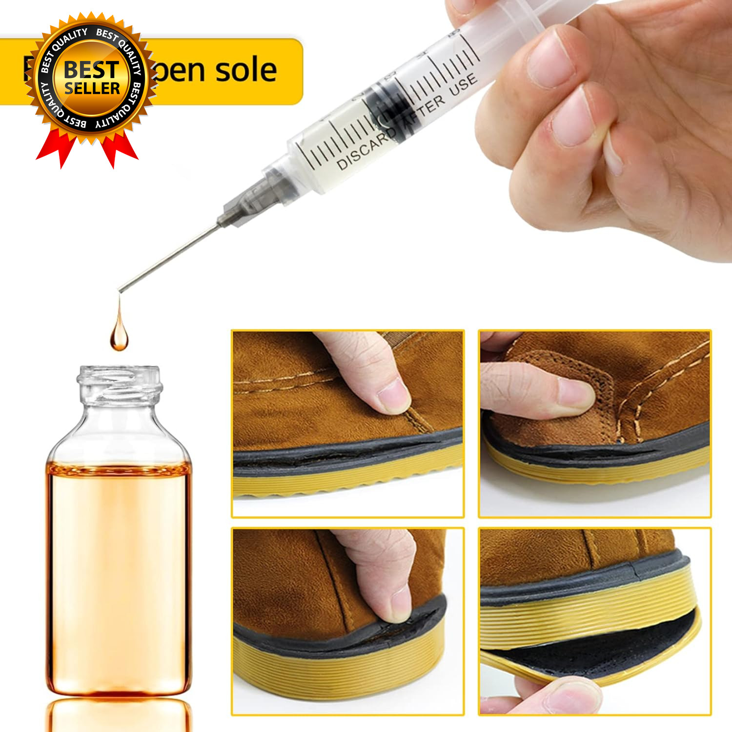 Glue Applicator Syringe with Blunt Tip and Cap for Liquid