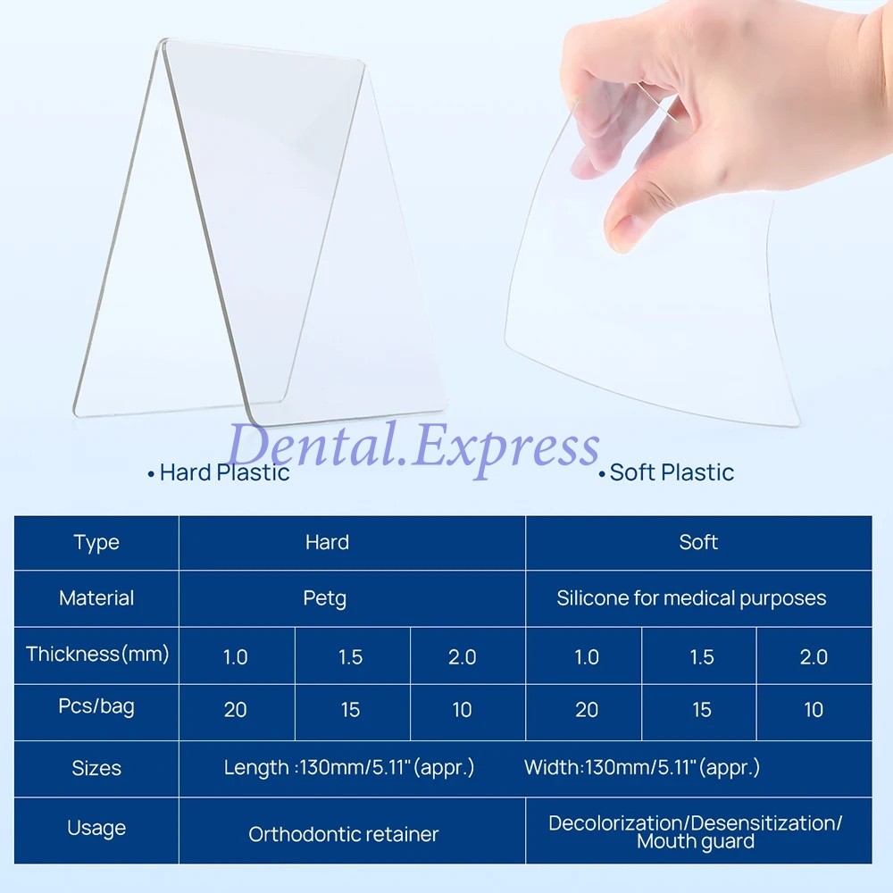Dental Orthodontic Retainer Vacuum Thermoforming Sheet Splint Hard Soft 0.8-3.0
