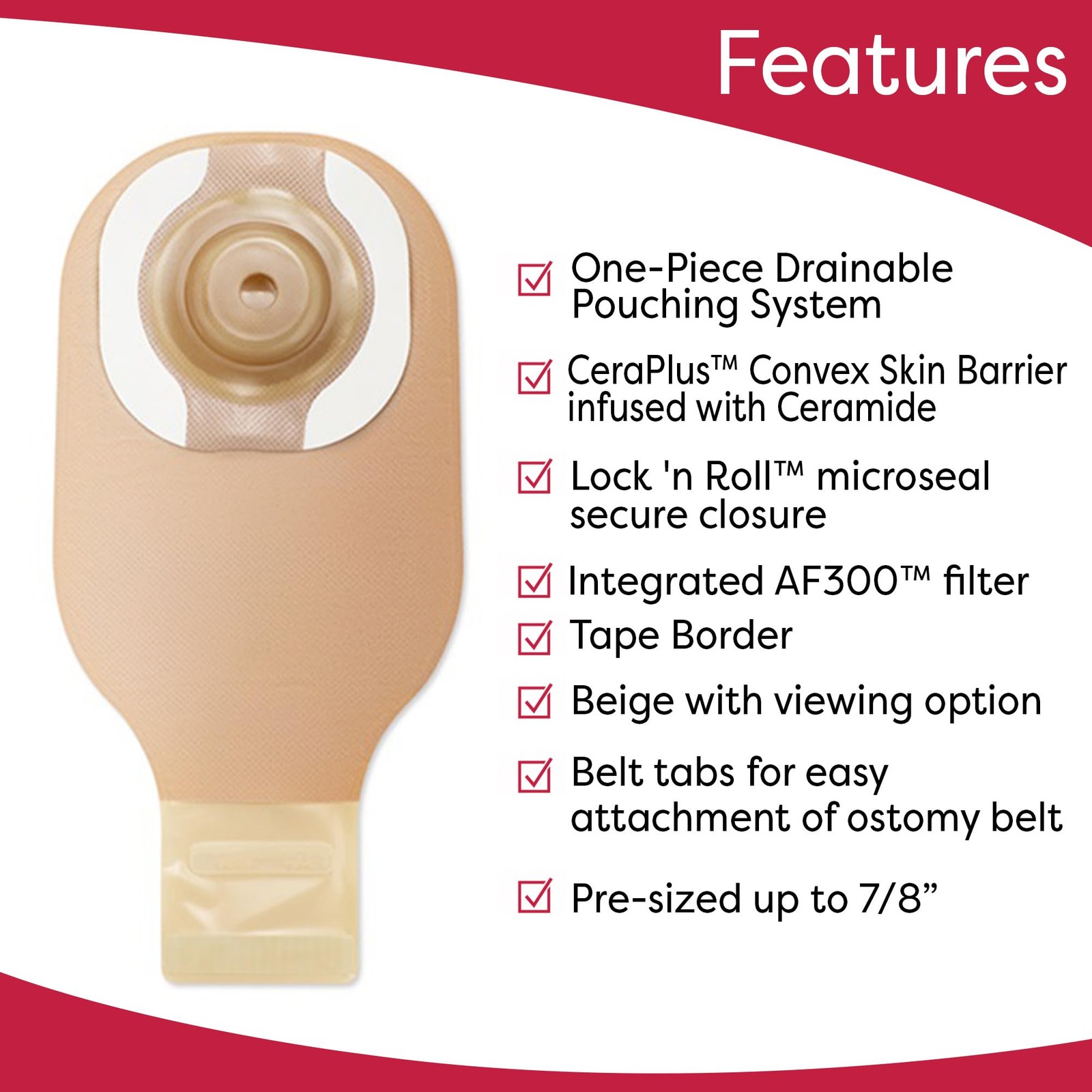 Hollister CeraPlus Flat 12″ Drainable Ostomy Pouch 10 Pack Cut-to-Fit Adhesive B