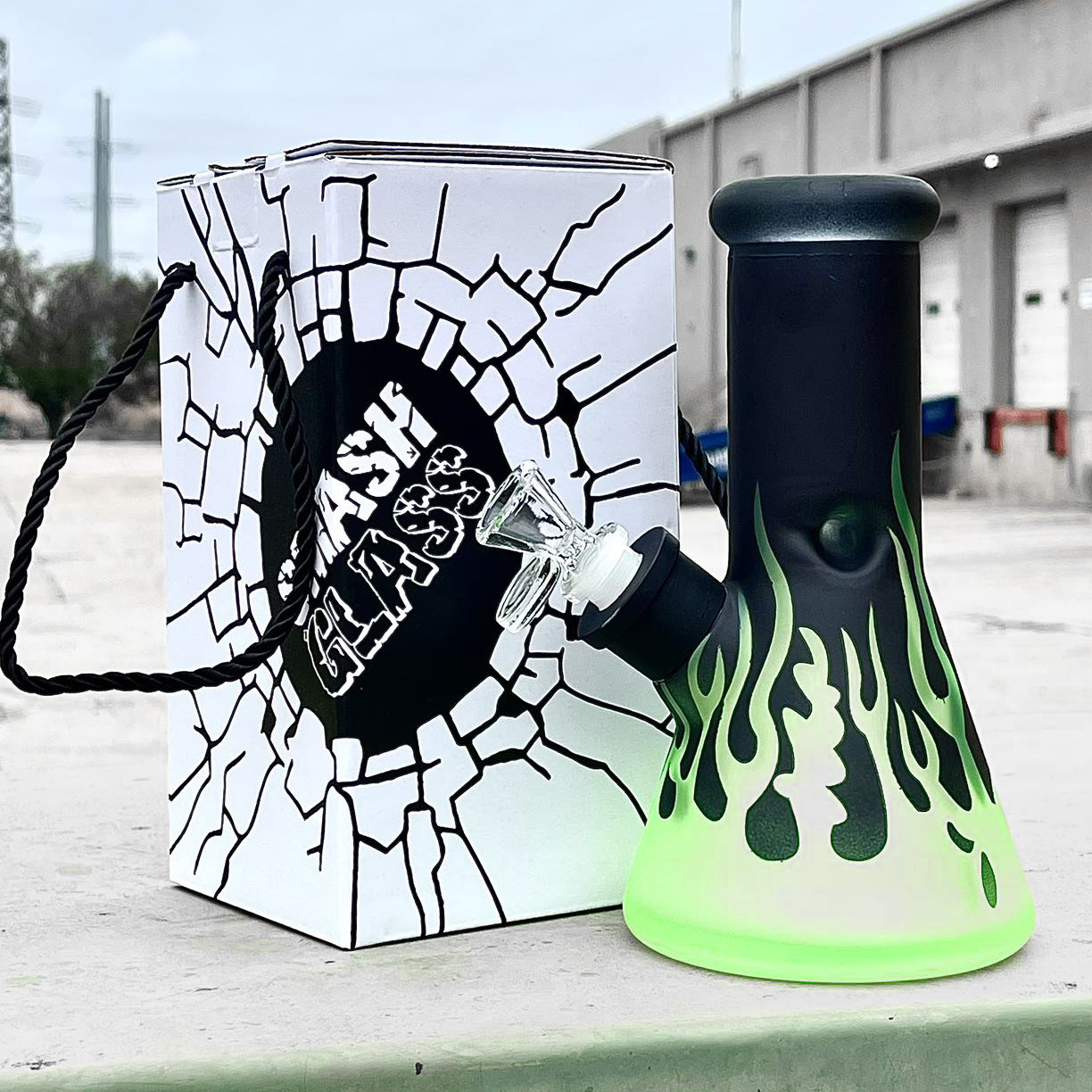 8″ Smash Glass Fire Flame Thick Clear 50mm x 7mm Bong Beaker Hookah Water Pipe