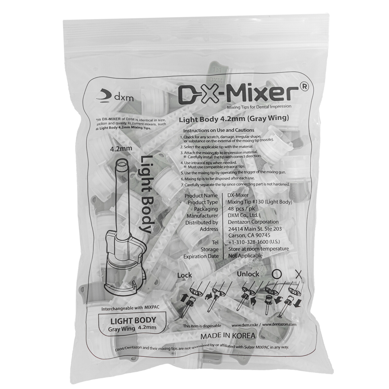 48Pcs/Pack DX-Mixer Dental Mixing Tips Impression Material Light Body 4.2mm