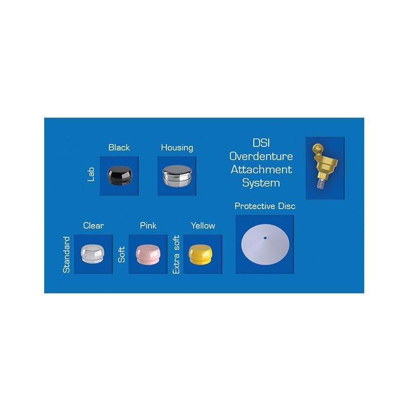 5x DSI Angulated Ball Attachment Abutment 18° Full Kit Overdenture Int Hex 2.42