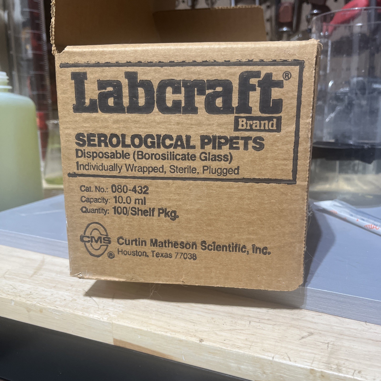 Labcraft Pyrex 10mL. Borosilicate Glass Disposable Serological 1/10. 85 Units