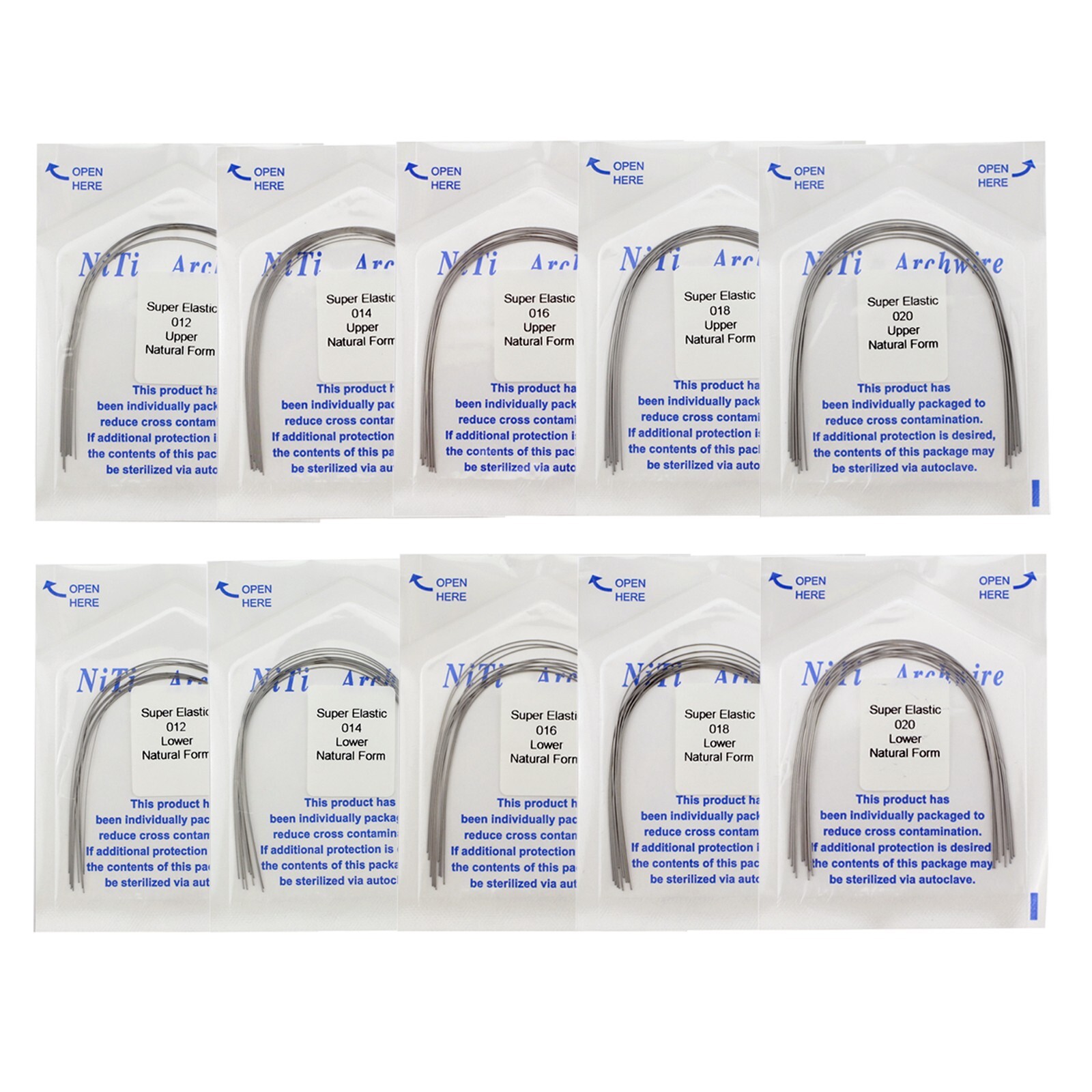 Dental Orthodontic ArchWire Super Elastic NiTi Stainless Steel Round Rectangular