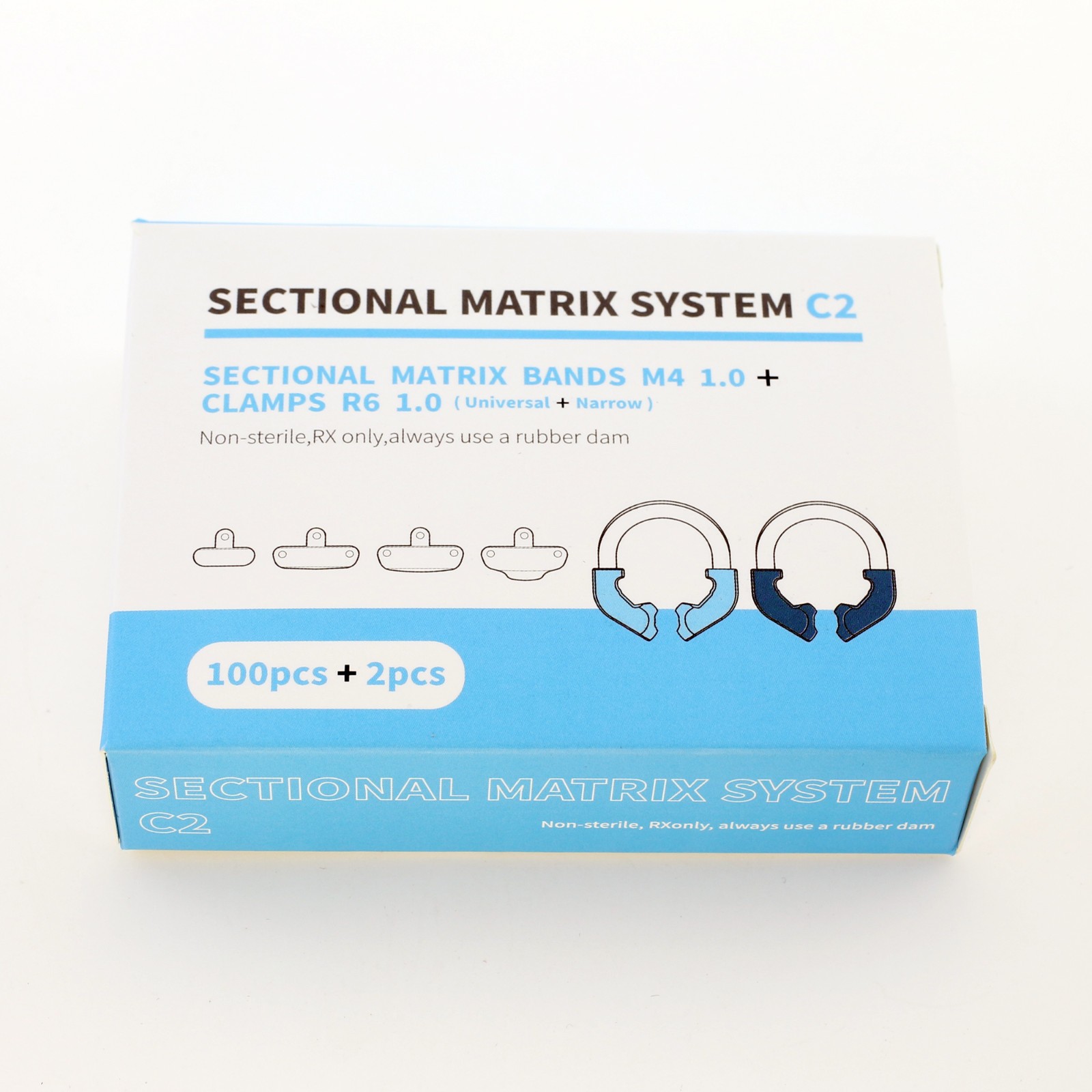 Dental Sectional Matrix System C2 100 Pc Bands M4 1.0 2 Pc Ring Universal Narrow