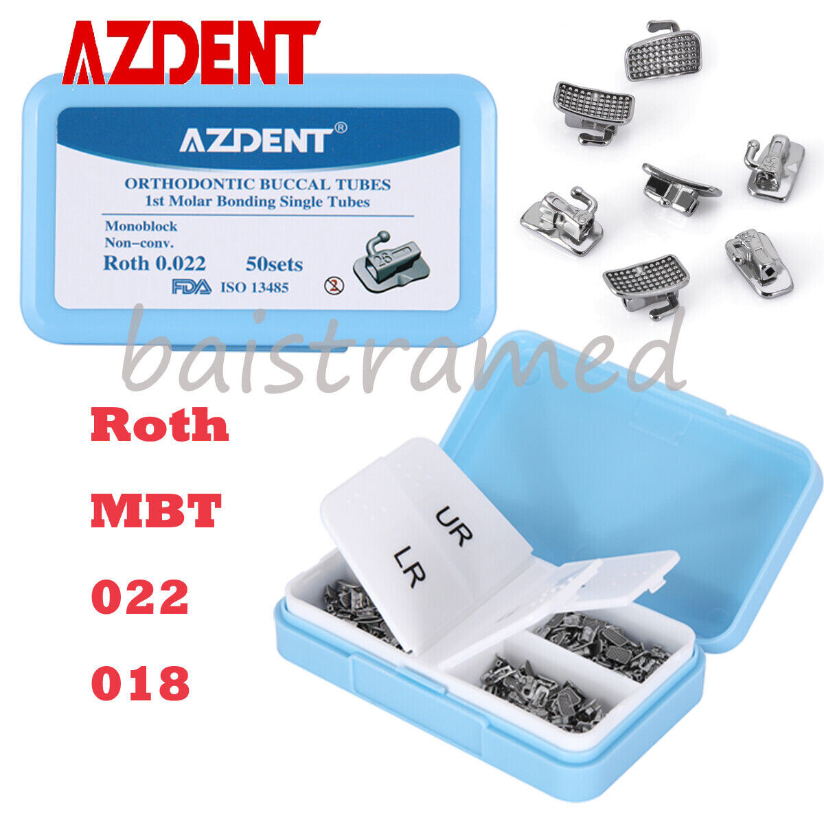 200Pcs Dental Orthodontic Buccal Tubes 1st 2nd Molar Roth/MBT 022 018 Monoblock