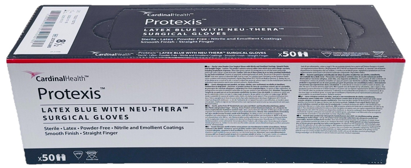 50 X Protexis Latex Blue With Neu-Thera Sterile Surgical Gloves, Size 8.5