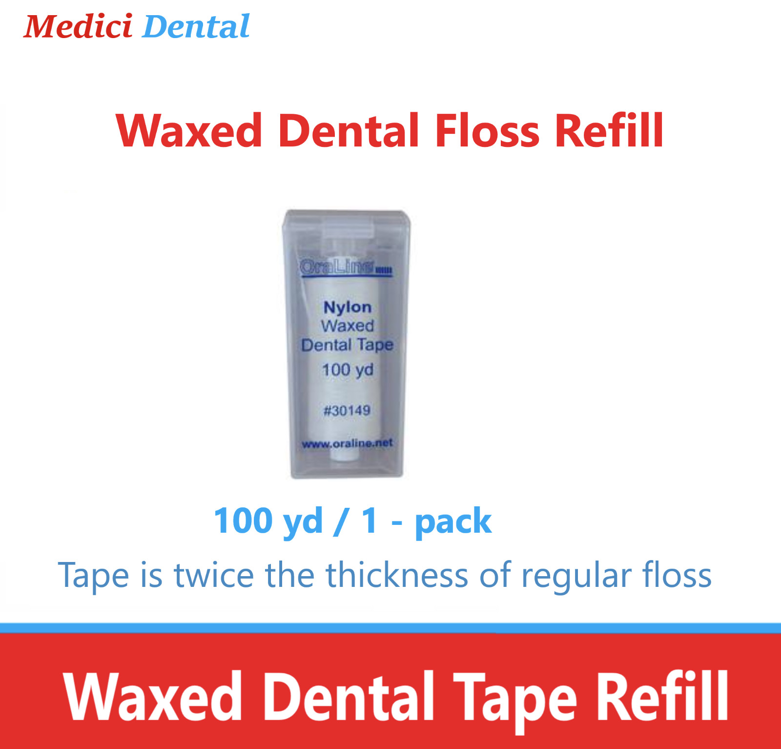 Dental Floss Dispenser Oraline Waxed Dental Tape Refill, 100 yd – 1-3/Packs USA