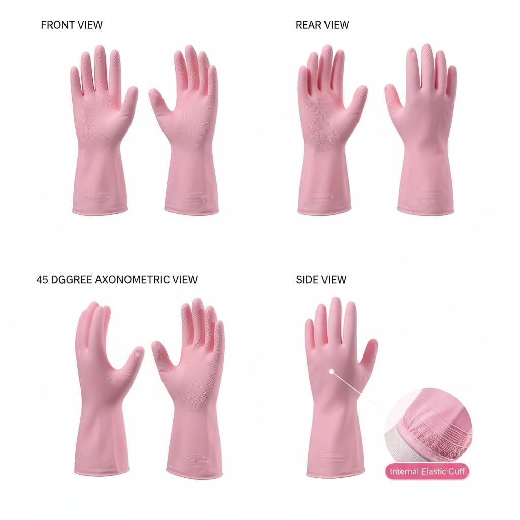 Dishwashing gloves Medium rubber dish gloves for women cleaning 3 Pairs pvc K…