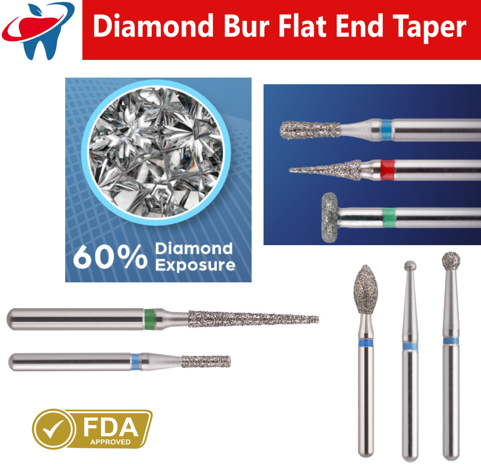Dental Burs Diamond FG High Speed Flat End Taper Bur 847, 848 Coarse Cavity Prep