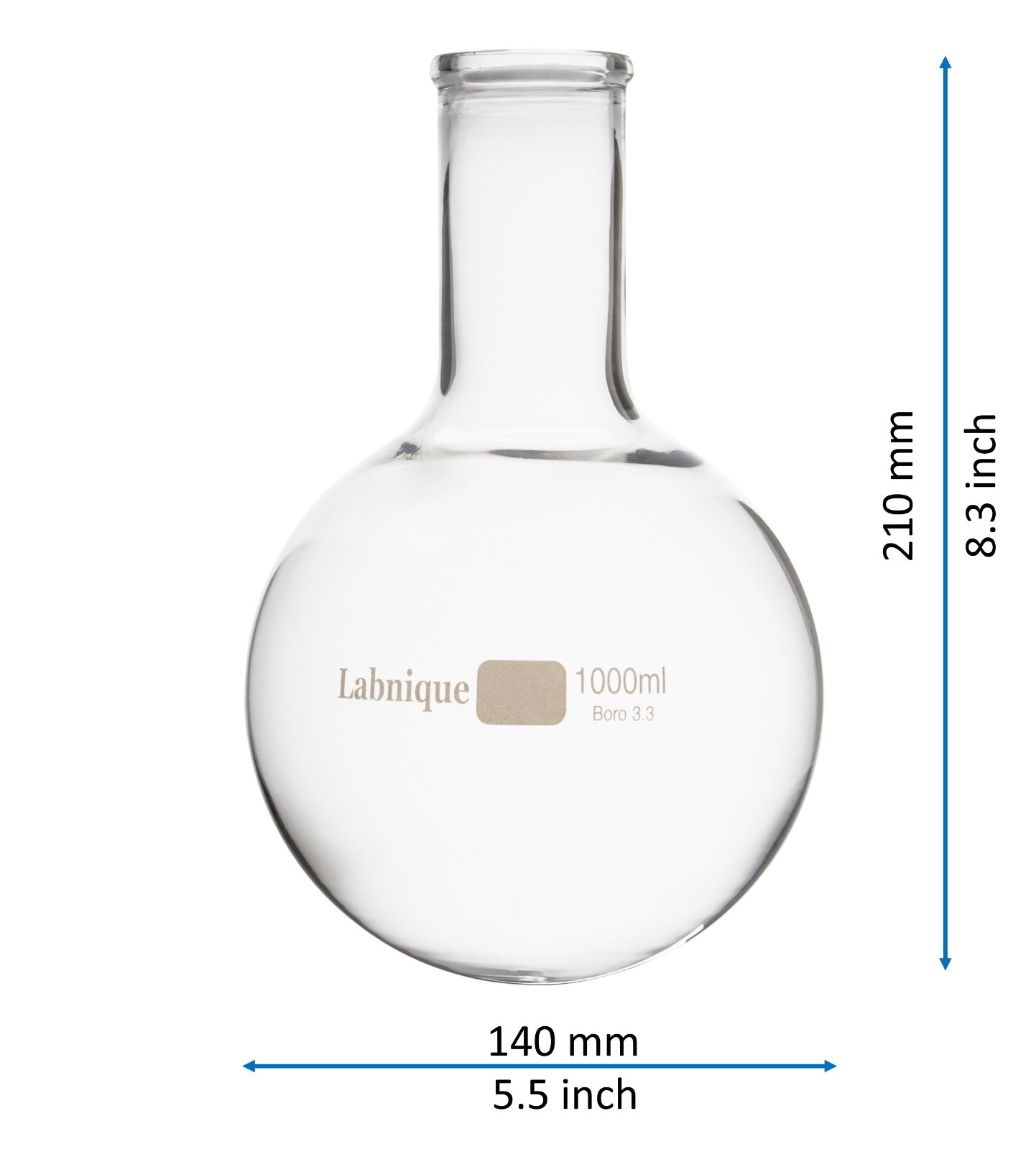 Glass Boiling Flask/Florence Flask with Round Bottom, Long Neck, 1000 ml