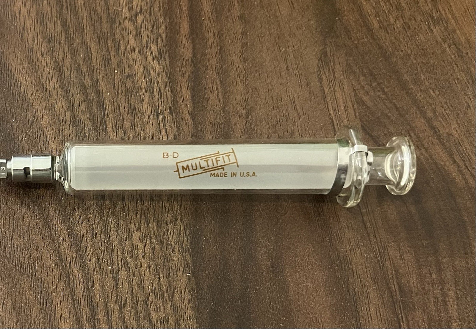 BD Multifit 10cc Reusable Glass Syringe w/ Metal Tip USA Vintage