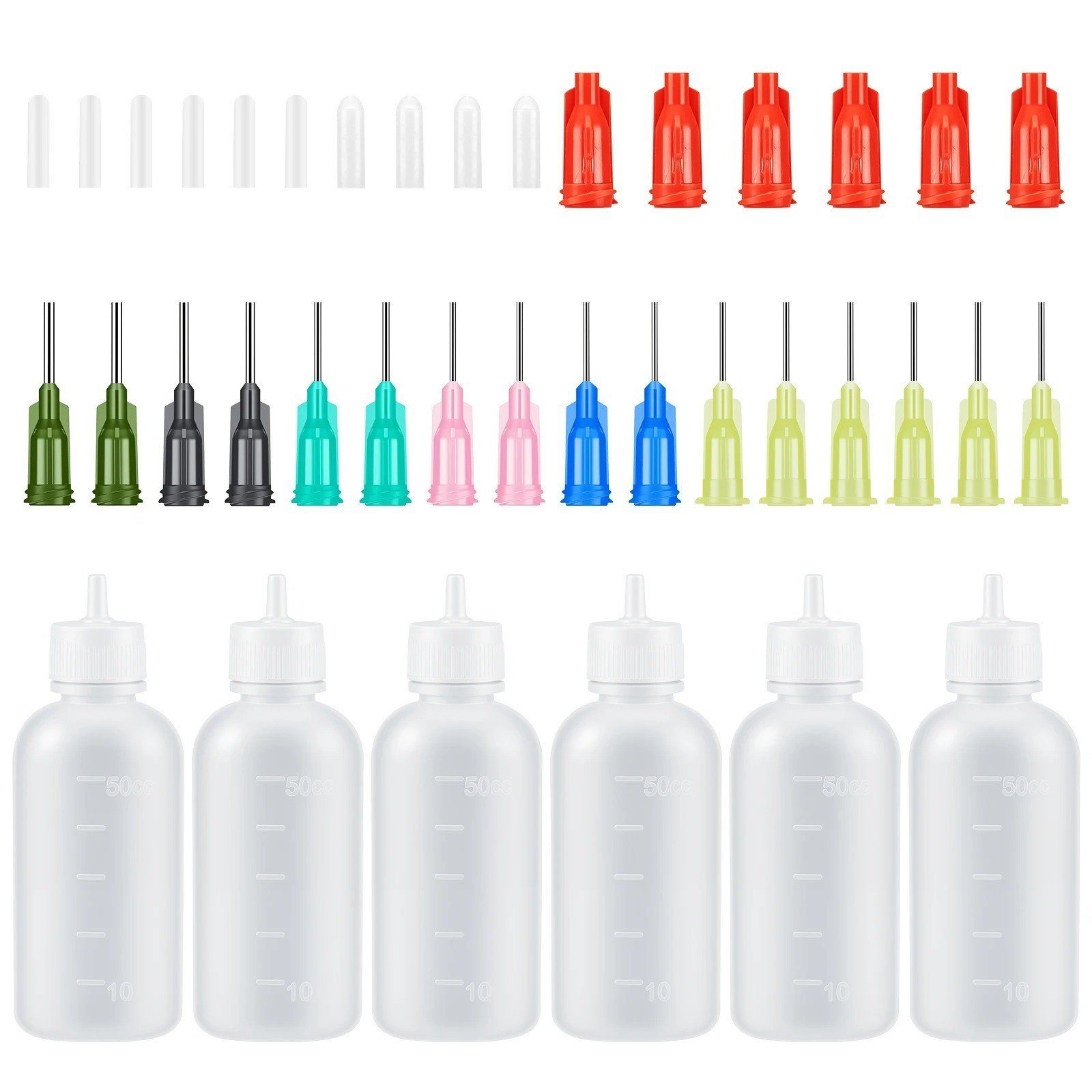 6 Pack Needle Tip Squeeze Bottle 50mL,Precision Gun Oil Bottle, Needle Oiler &