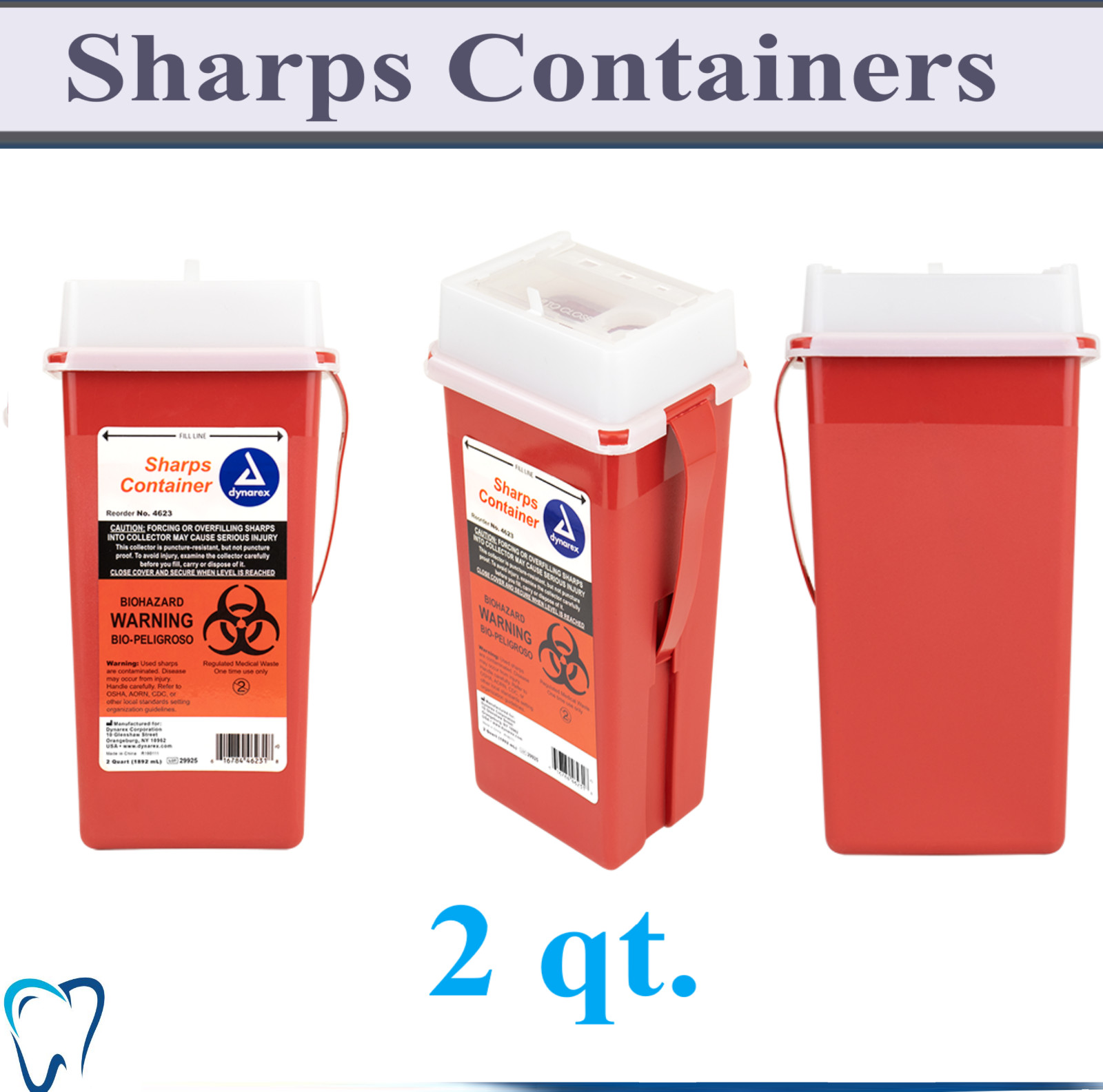 Prevent Sharps Container 1 qt, 2 qt, 5 qt., 1 gal, 2 gal., Locking & Horizontal