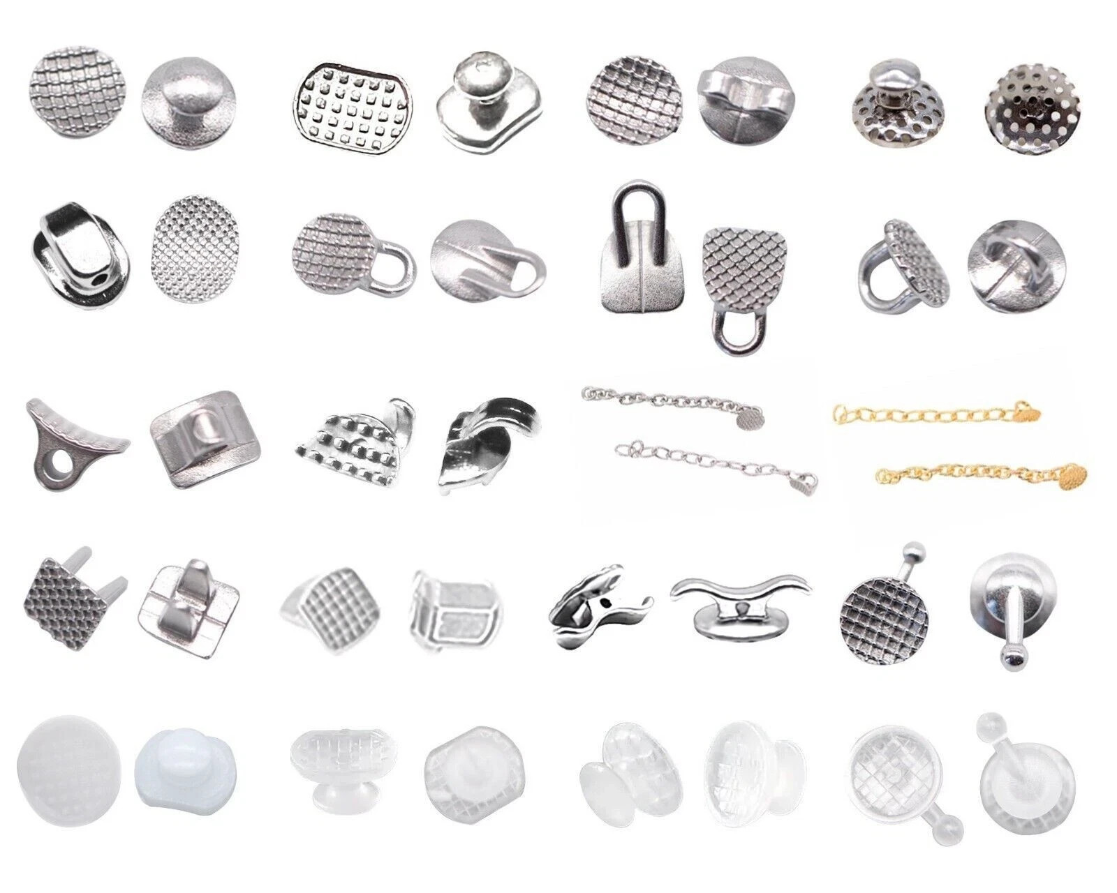 Dental Ortho Lingual Buttons Bondable Round/Rectangular Traction Hook 10Pcs/Pack